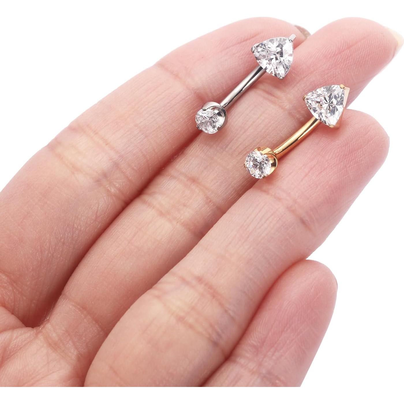 Anillo de Ombligo FUNLMO Titanio G23 14G Dorado con Circonita