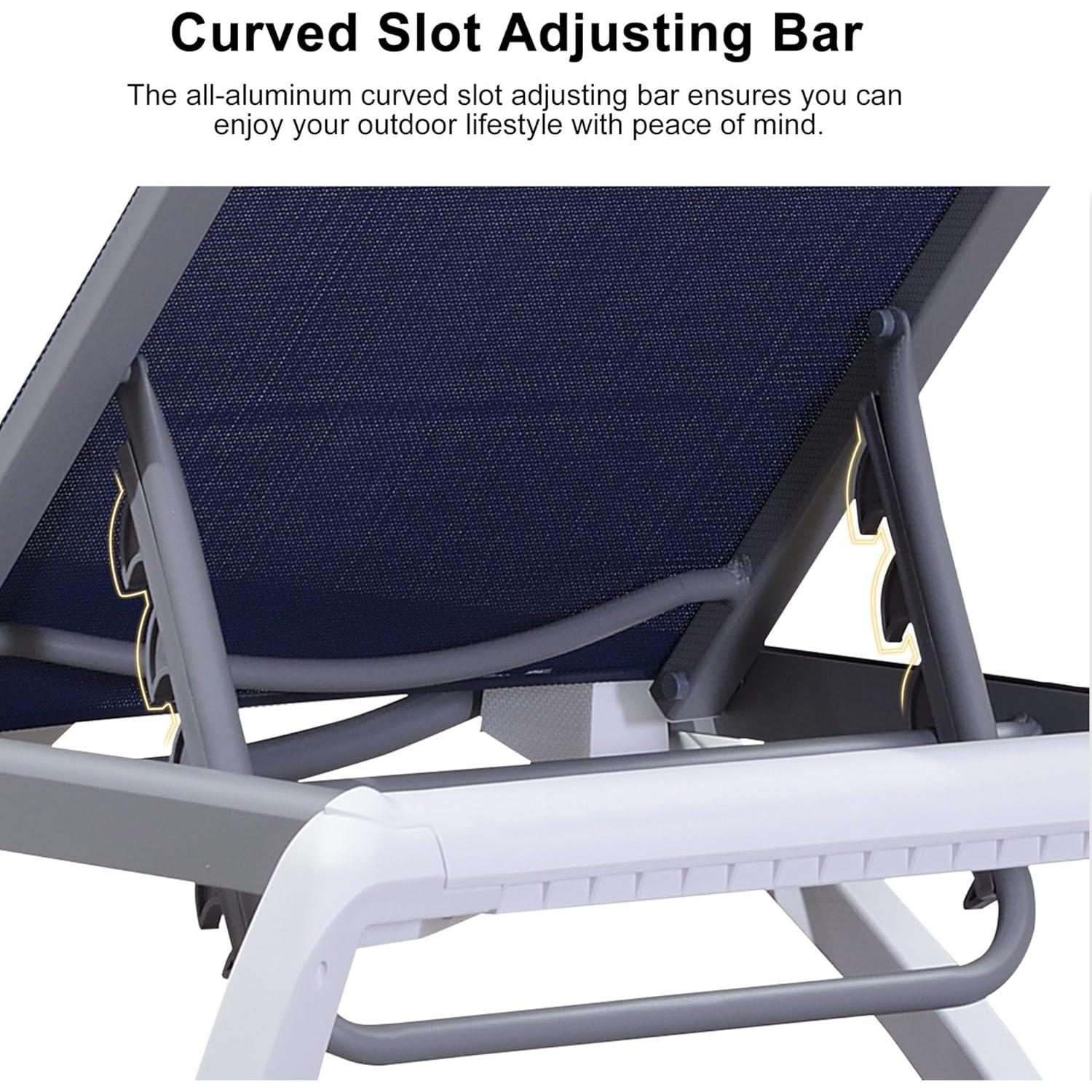 Juego de 3 Sillones Reclinables de Patio Purple Leaf Azul Marino