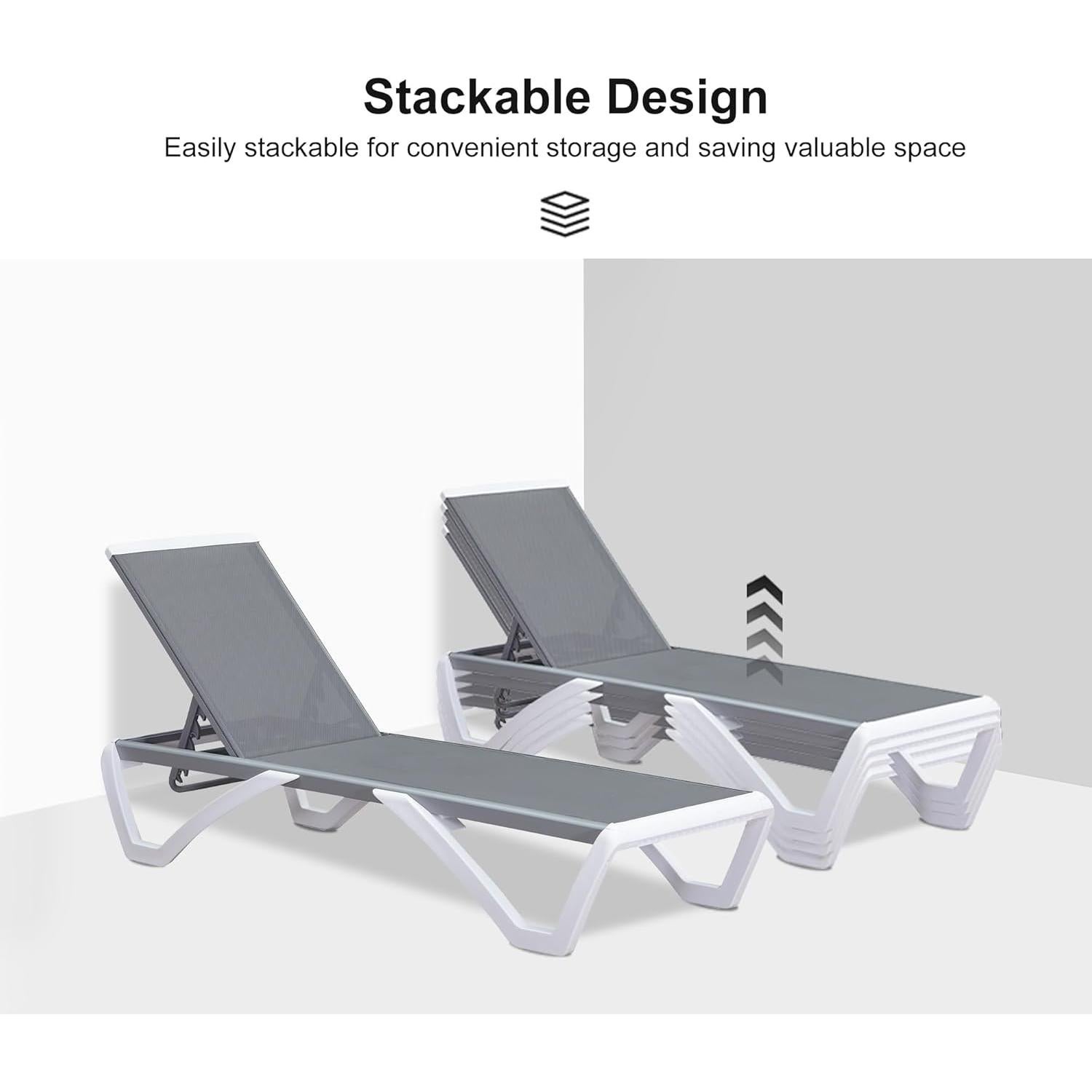 Silla Tumbona Aluminio PURPLE LEAF W01-LG Gris Claro Apilable