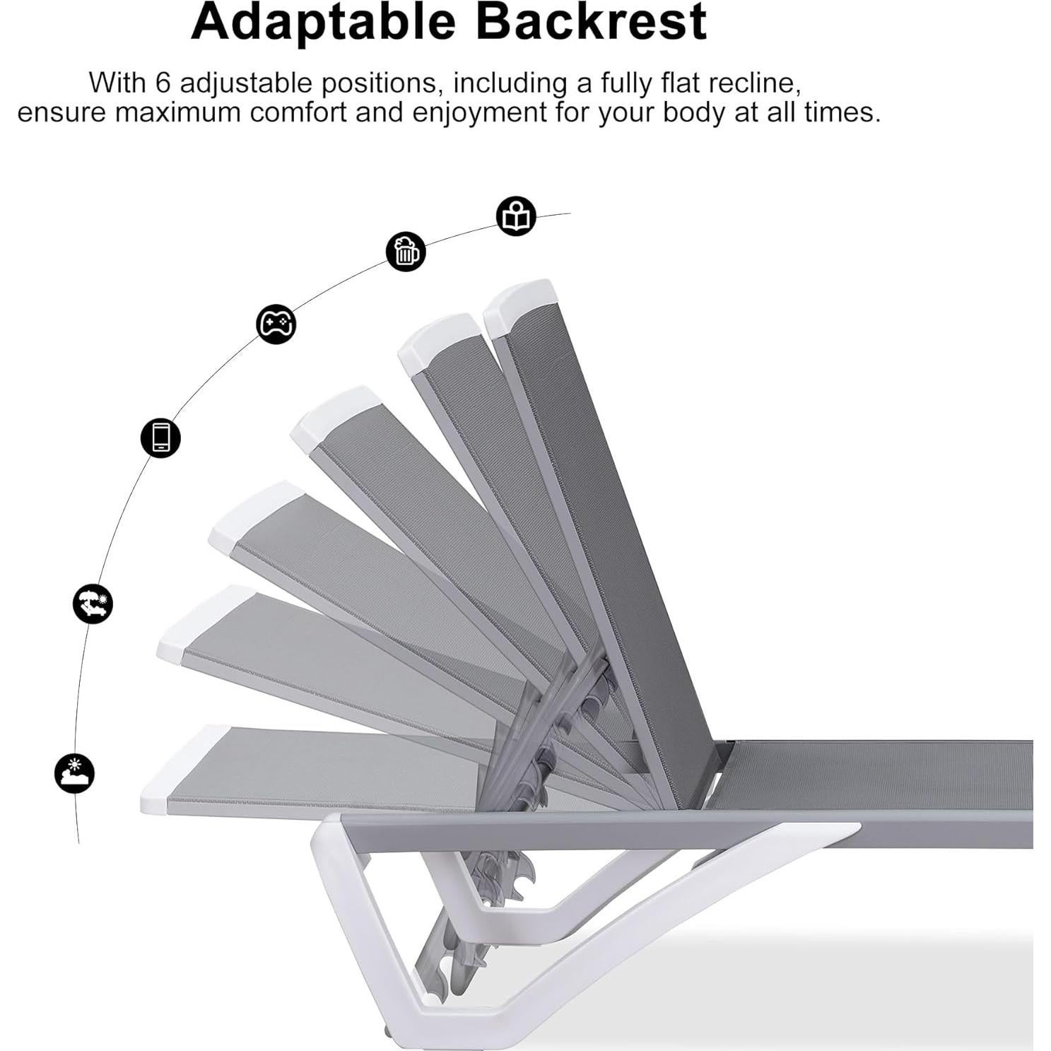 Silla de Tumbona Reclinable PURPLE LEAF Gris Claro 1 Silla