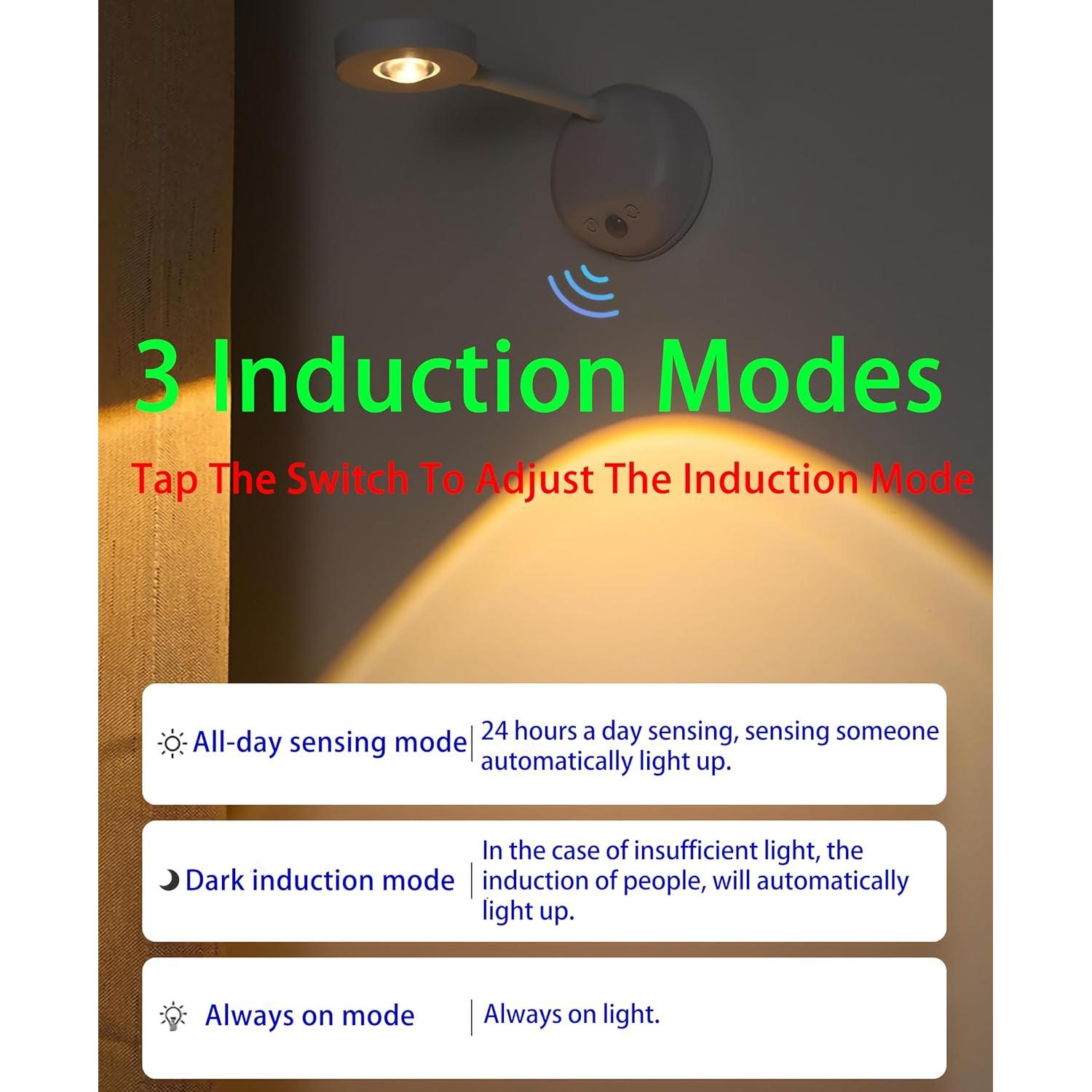 Lámpara LED de Sensor de Movimiento ANJINGHUA 2200mAh Blanca