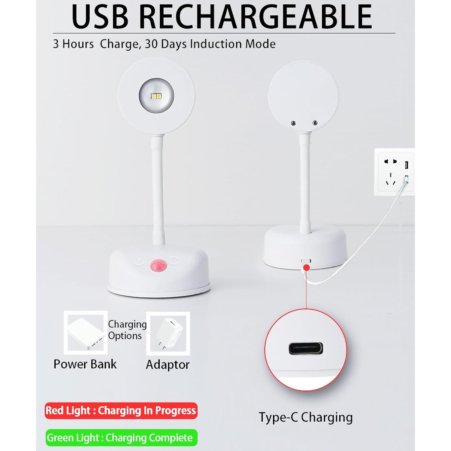 Lámpara LED de Sensor de Movimiento ANJINGHUA 2200mAh Blanca