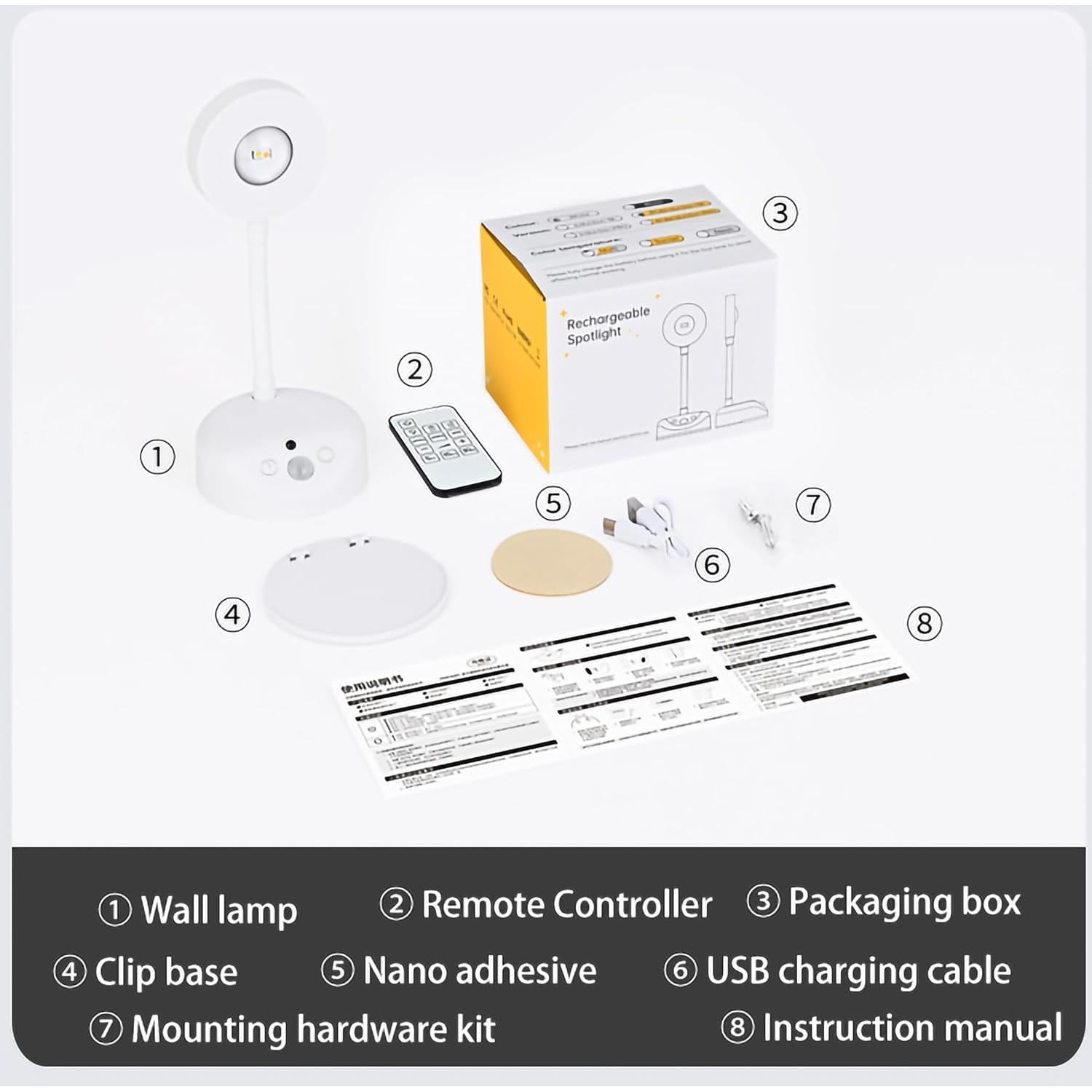 Lámpara LED de Sensor de Movimiento ANJINGHUA 2200mAh Blanca