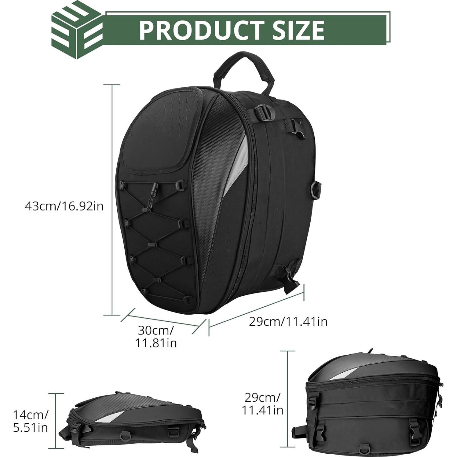 Mochila para Casco EYPINS Impermeable 43x29x30cm Negro Plata