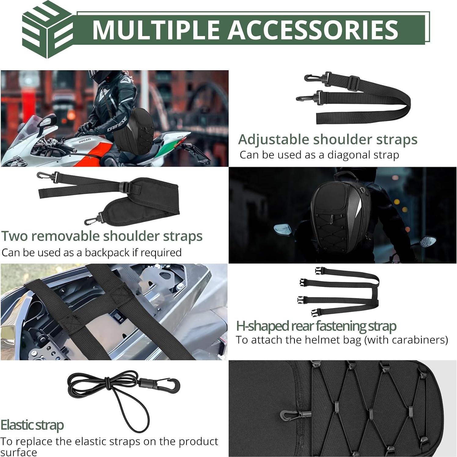 Mochila para Casco EYPINS Impermeable 43x29x30cm Negro Plata