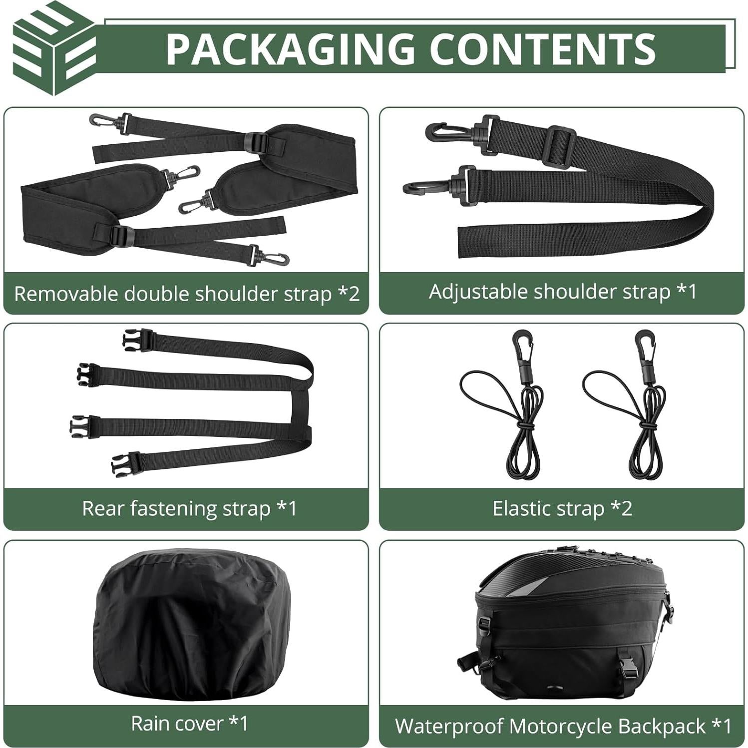 Mochila para Casco EYPINS Impermeable 43x29x30cm Negro Plata