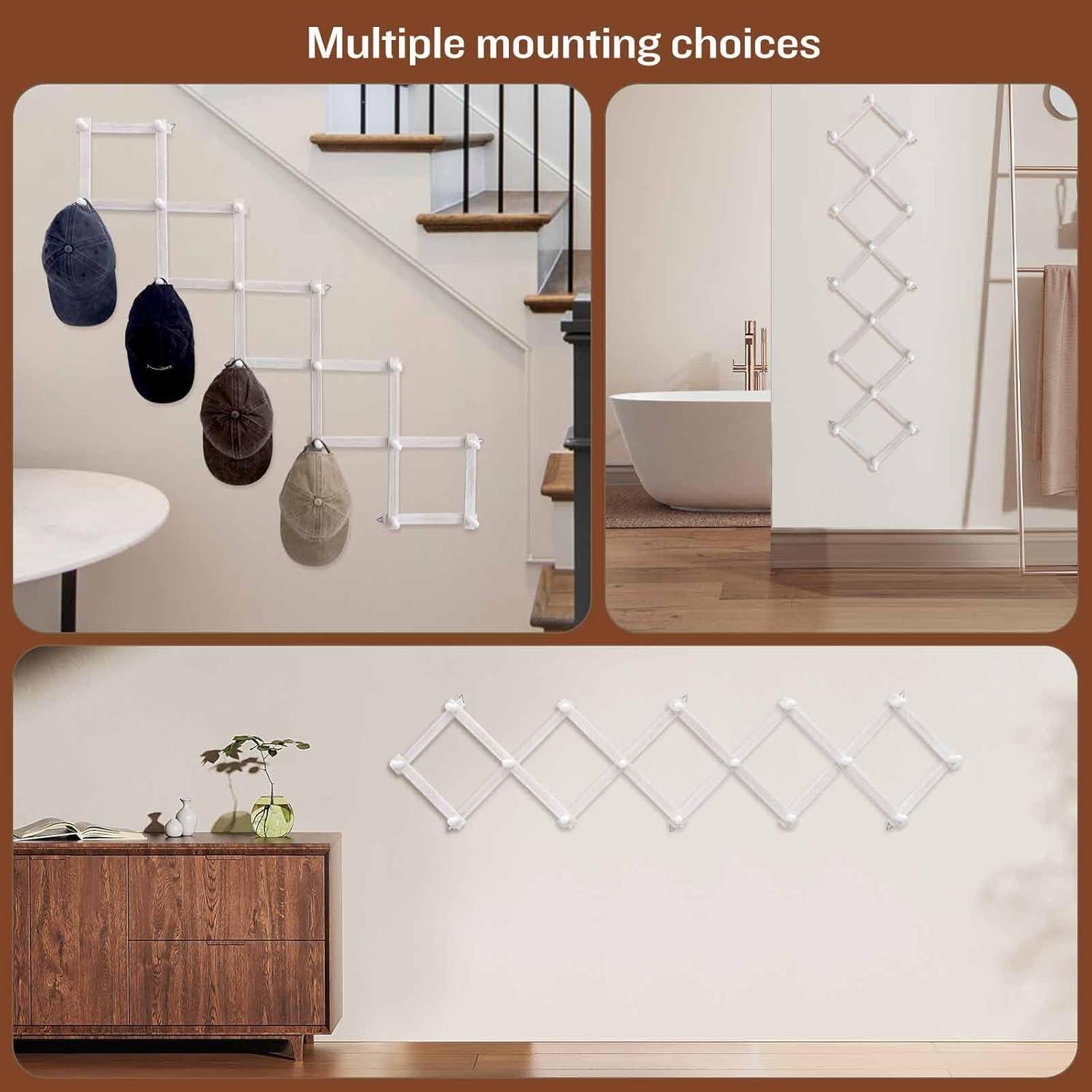 Perchero de pared SCUNDA rústico 16 ganchos madera blanca