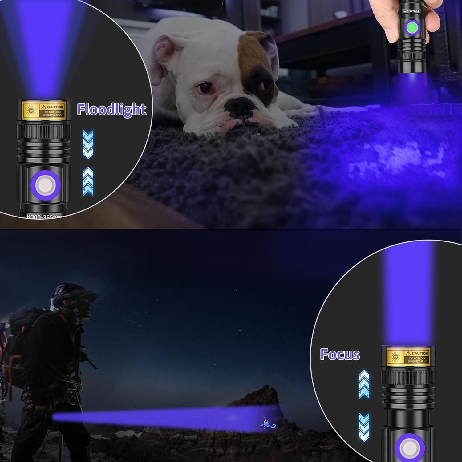 Linterna UV Recargable VMTENMV K300 365nm Mini Portátil