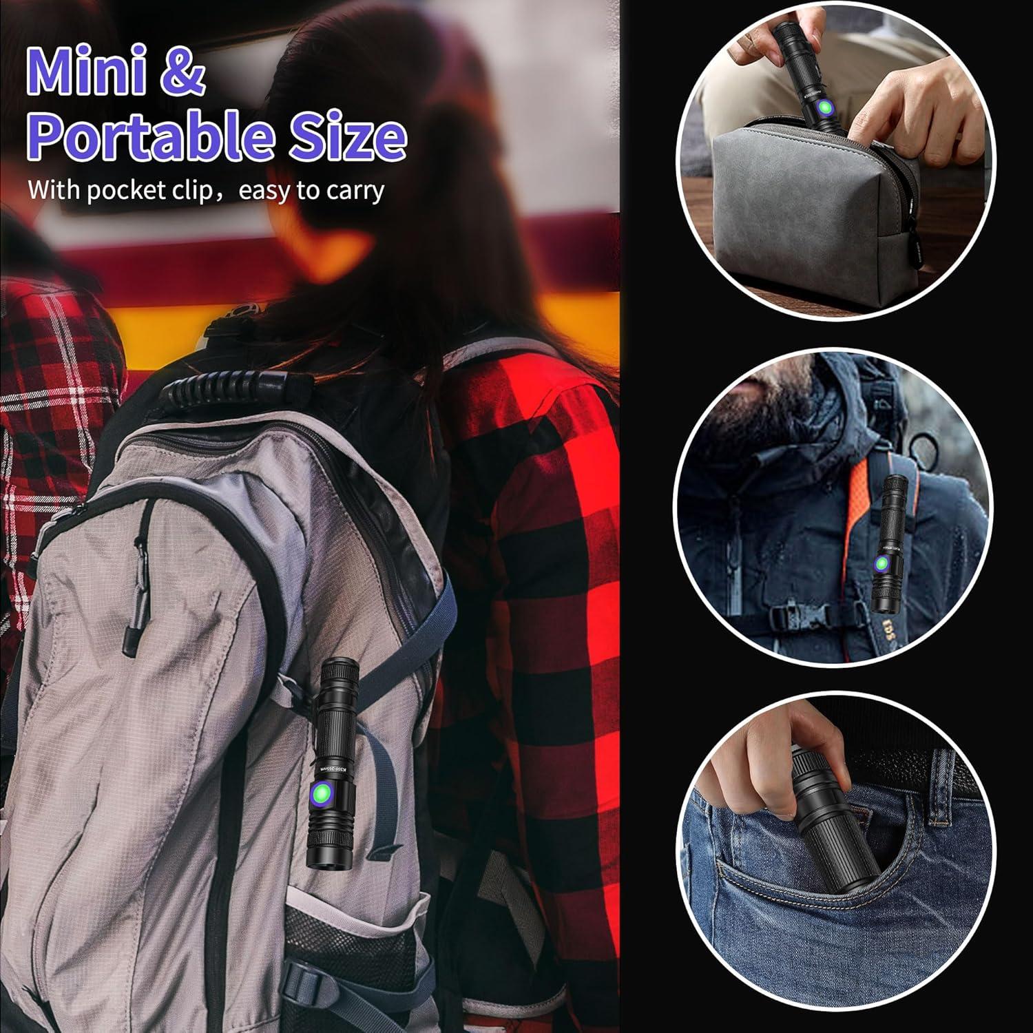 Linterna UV Recargable VMTENMV K300 365nm Mini Portátil