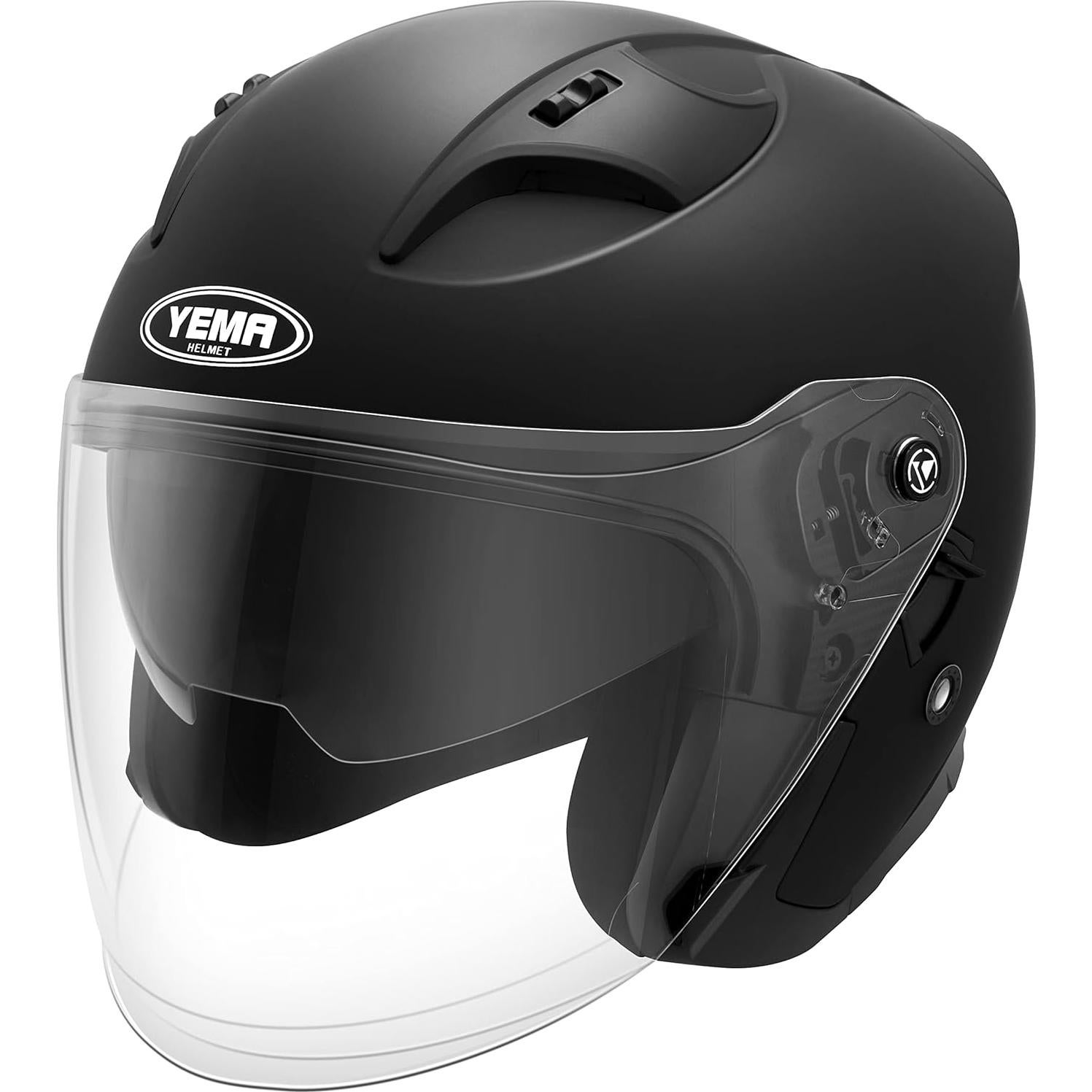 Casco Abierto YEMA YM-637 DOT 3/4 con Visera Solar Negro