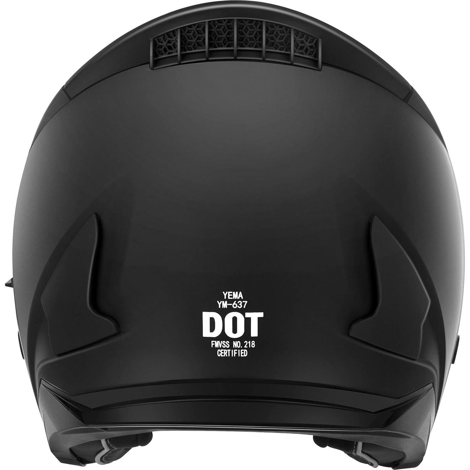 Casco Abierto YEMA YM-637 DOT 3/4 con Visera Solar Negro