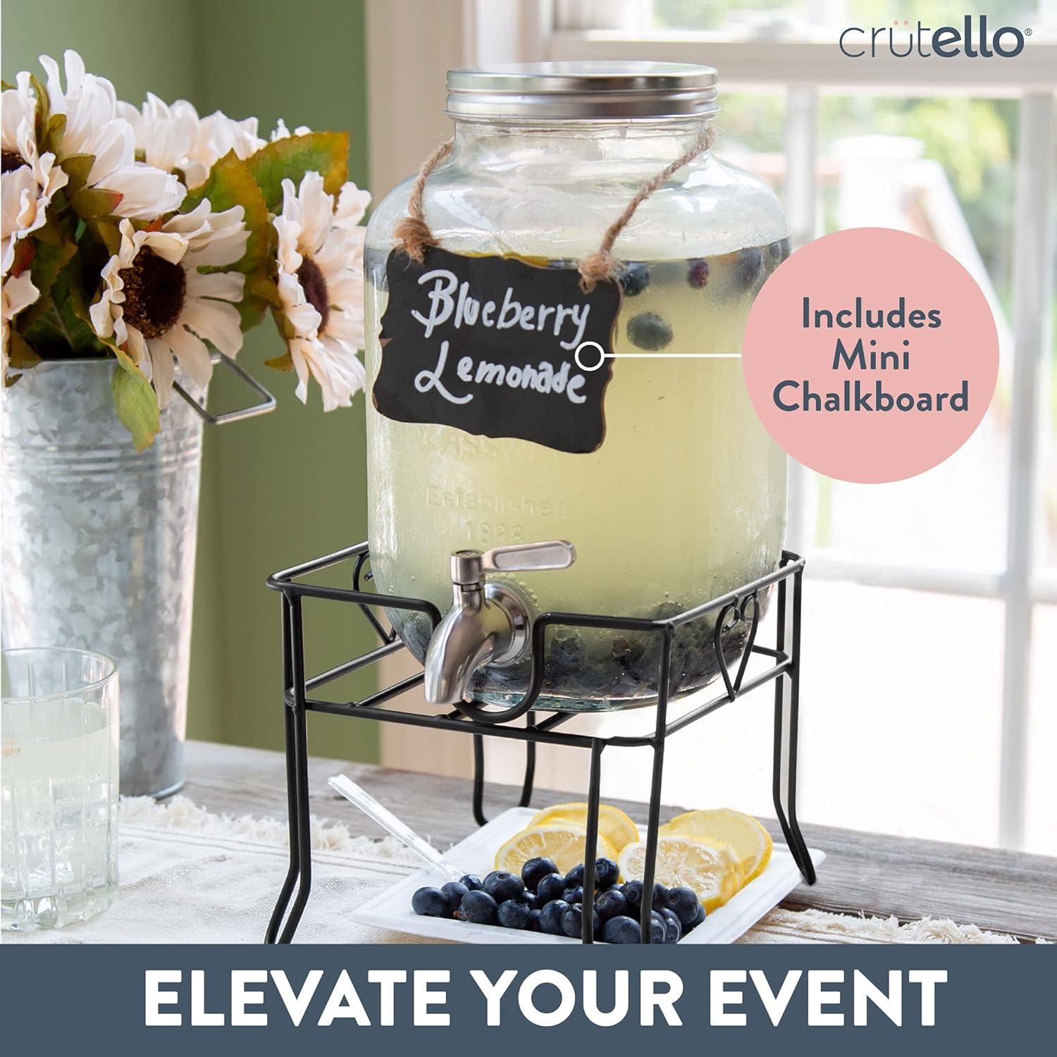 Dispensador de Bebidas de Vidrio Crutello 3.79L con Grifo Inoxidable