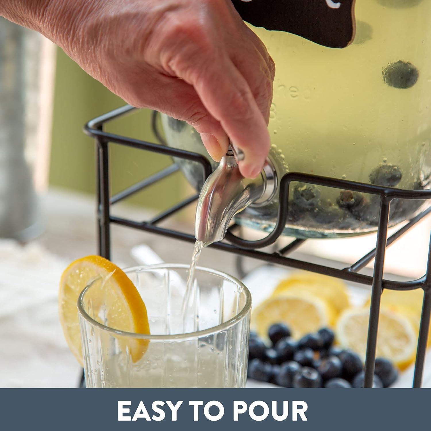 Dispensador de Bebidas de Vidrio Crutello 3.79L con Grifo Inoxidable