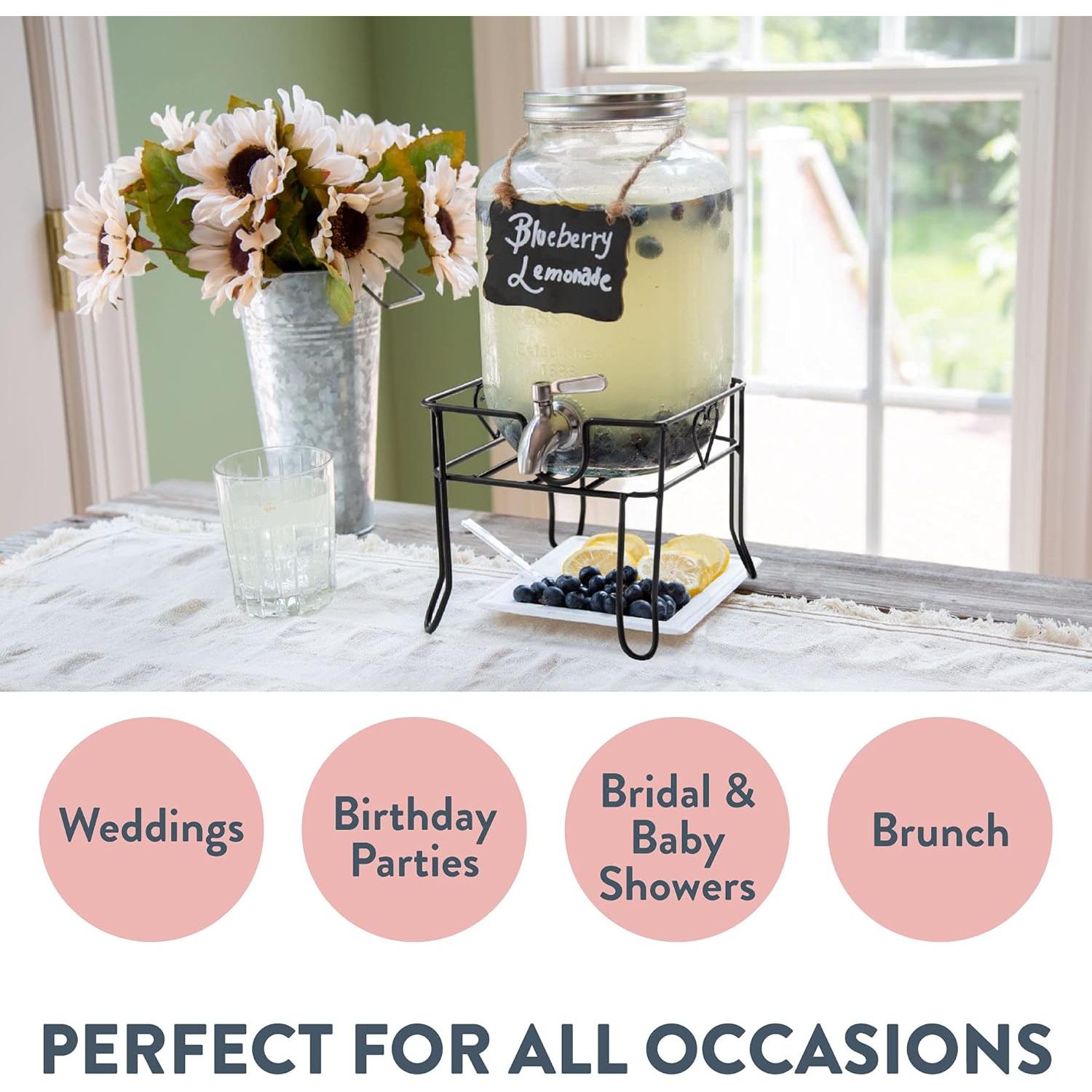 Dispensador de Bebidas de Vidrio Crutello 3.79L con Grifo Inoxidable