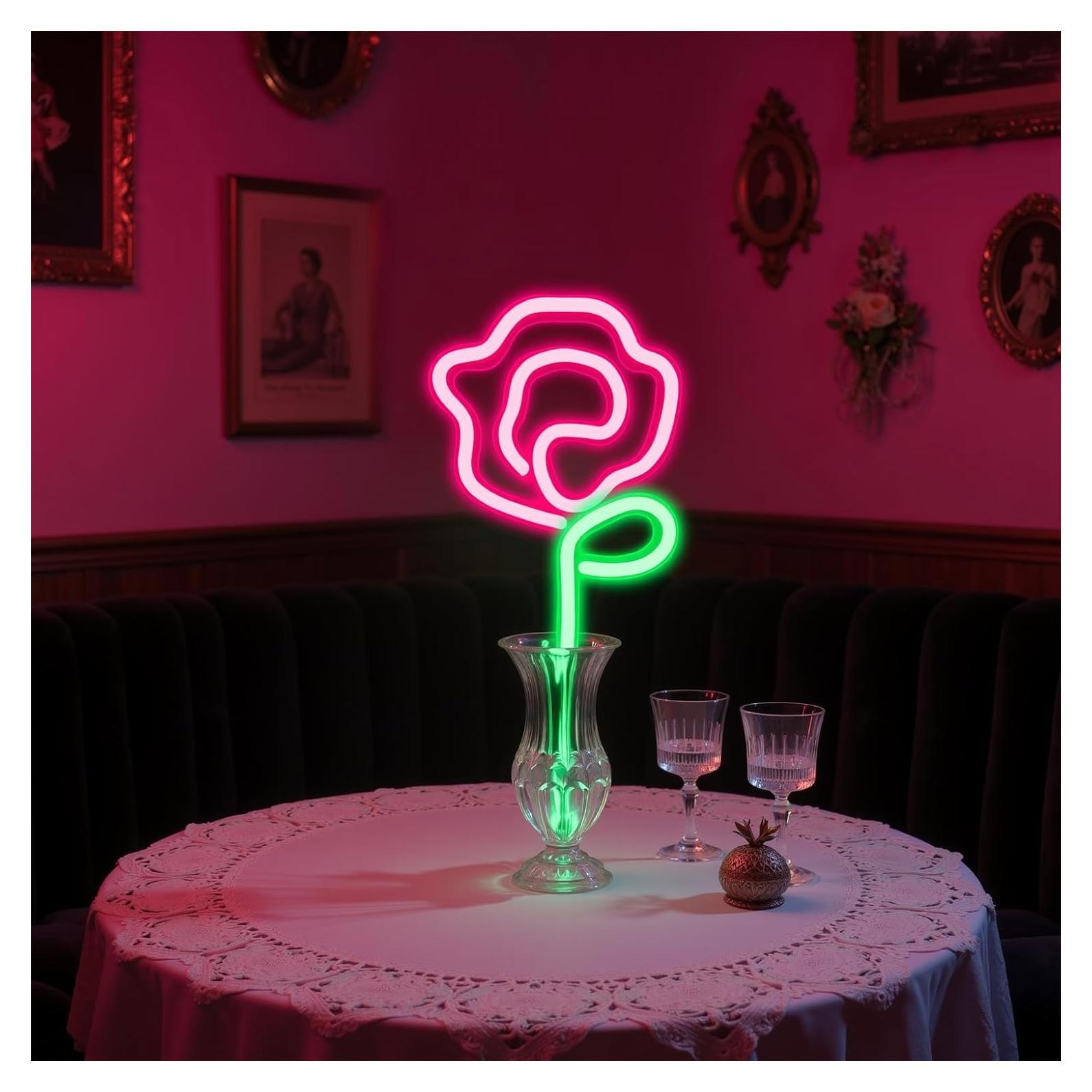 Luz de Neón Rosa HOGHTAR - Decoración de Pared USB 16.99x13.49cm