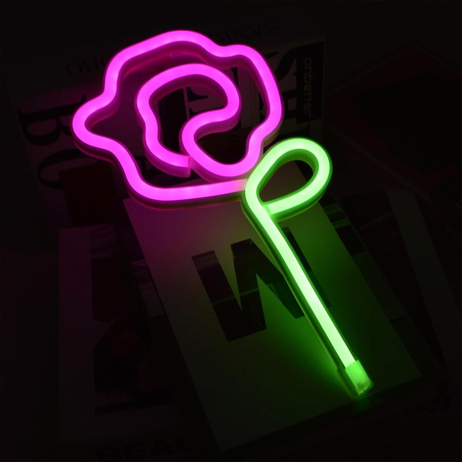 Luz de Neón Rosa HOGHTAR - Decoración de Pared USB 16.99x13.49cm