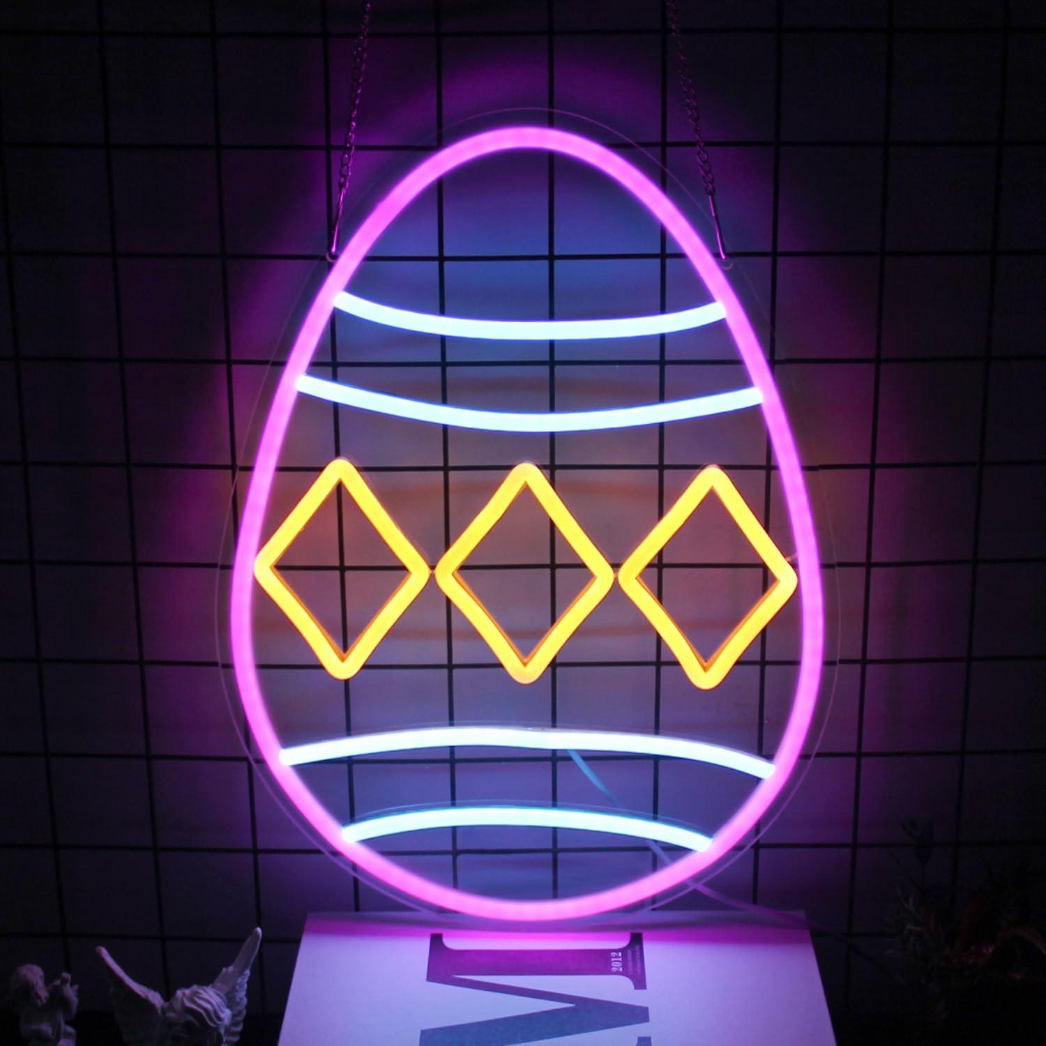Luz de Neón Huevo de Pascua CKTBLEY 30x40 cm LED Decorativa