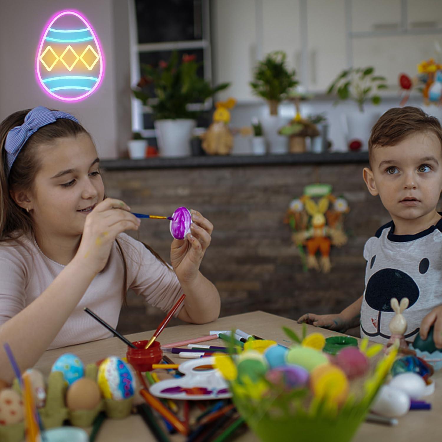 Luz de Neón Huevo de Pascua CKTBLEY 30x40 cm LED Decorativa