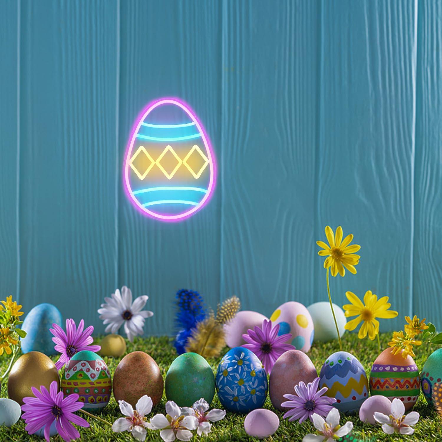 Luz de Neón Huevo de Pascua CKTBLEY 30x40 cm LED Decorativa