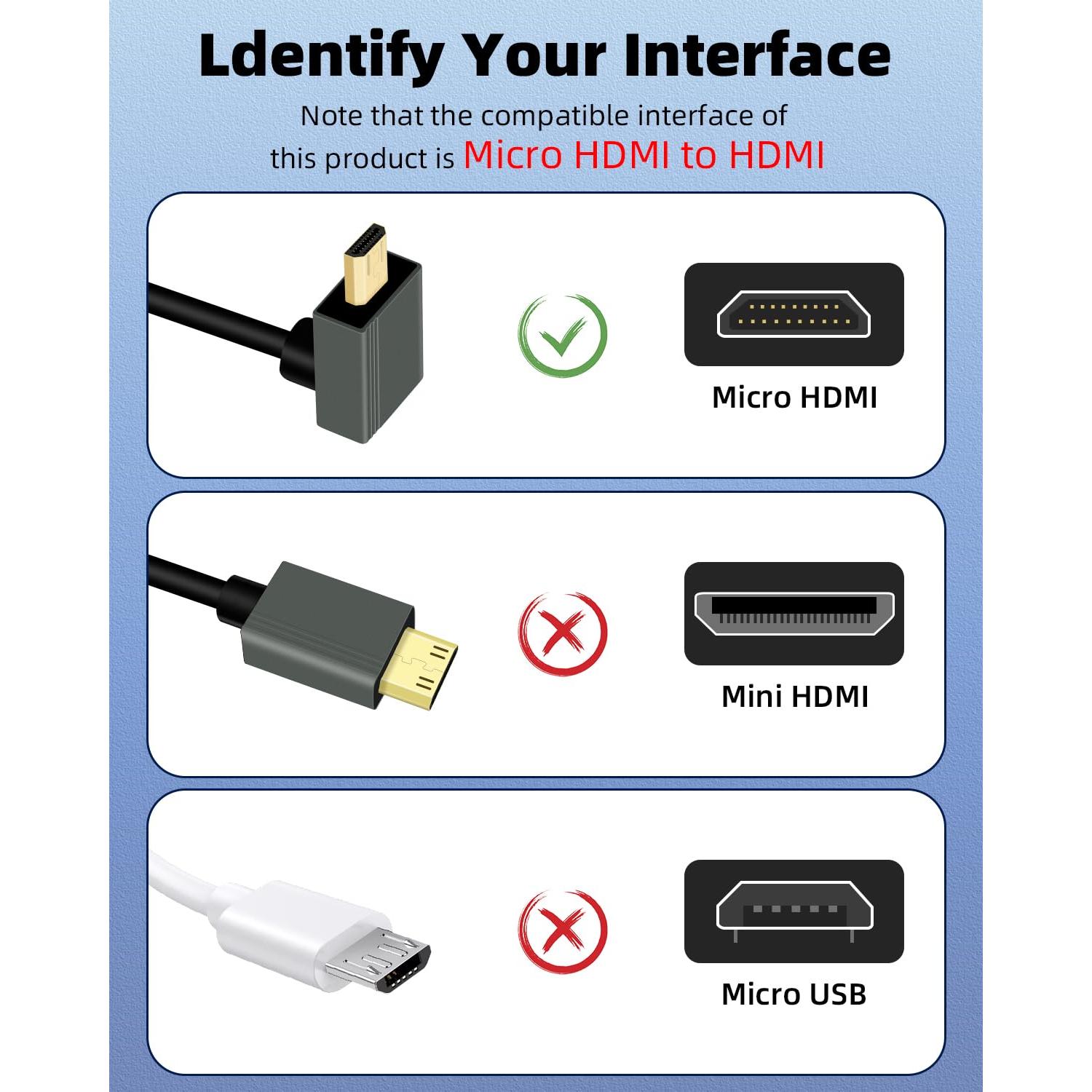 Cable Micro HDMI a HDMI Enrollado GELRHONR 8K 0.30-0.91m