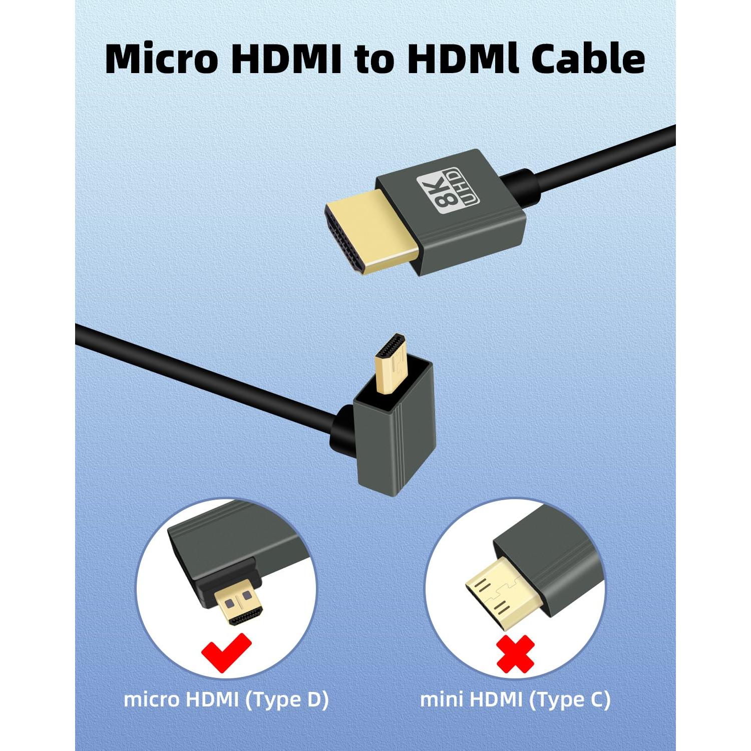 Cable Micro HDMI a HDMI Enrollado GELRHONR 8K 0.30-0.91m
