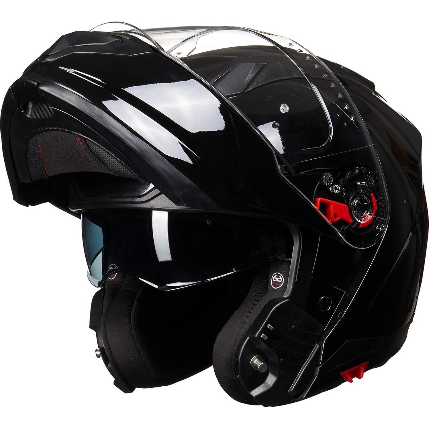 Casco Modular ILM 909 para Motocicletas Negro Brillante S