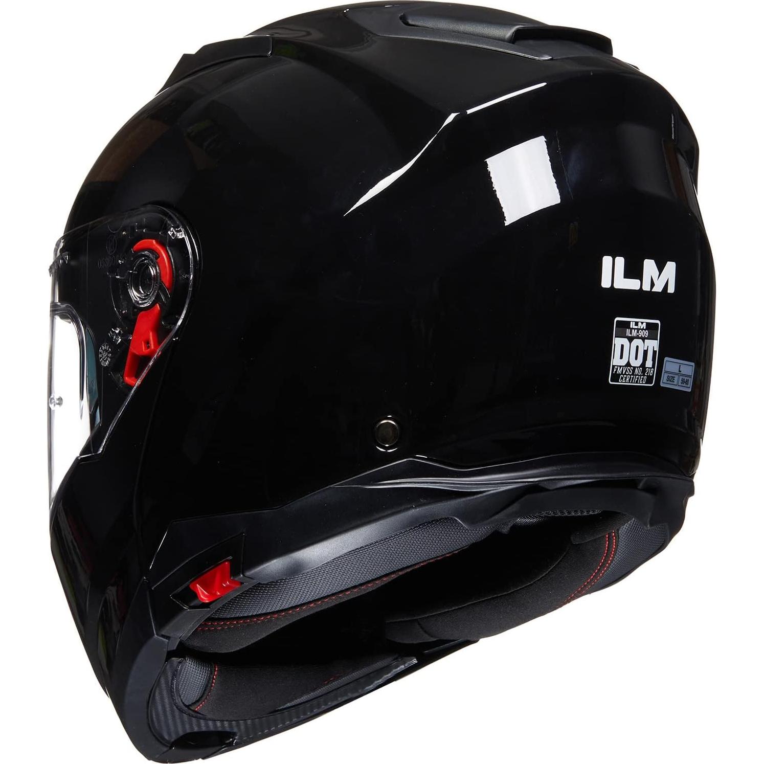 Casco Modular ILM 909 para Motocicletas Negro Brillante S