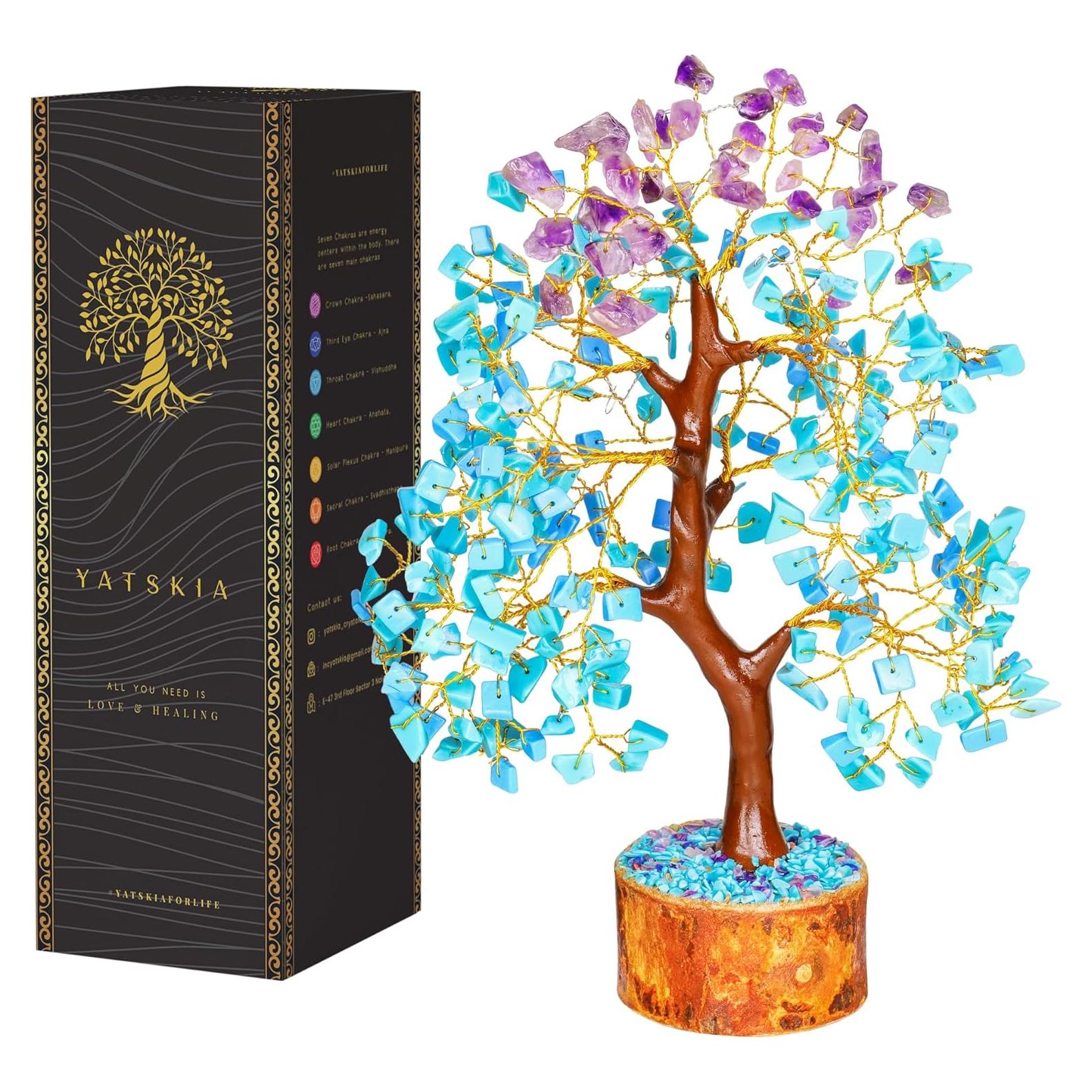 Árbol de Cristal de Ametista y Turquesa YATSKIA 25-30 cm