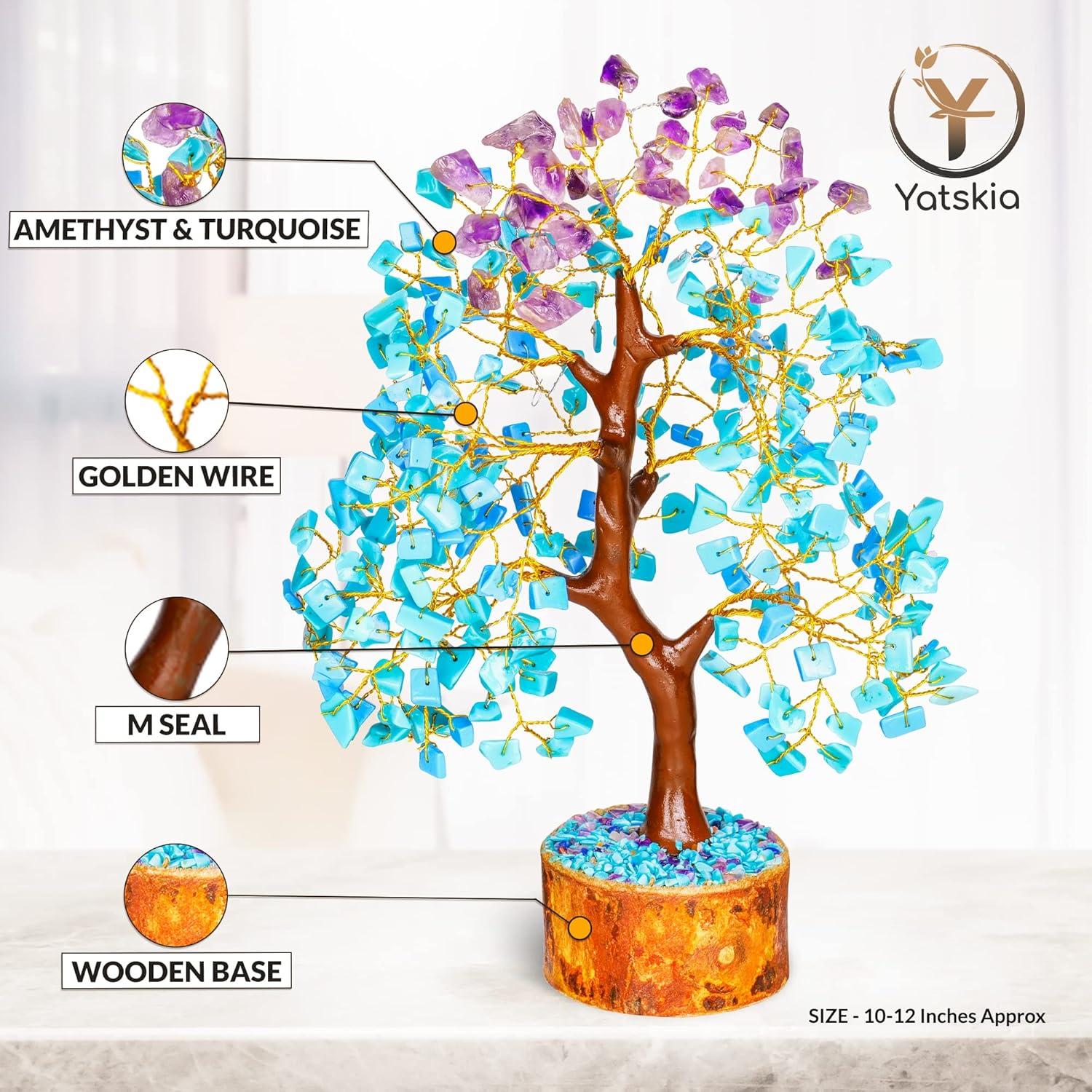 Árbol de Cristal de Ametista y Turquesa YATSKIA 25-30 cm