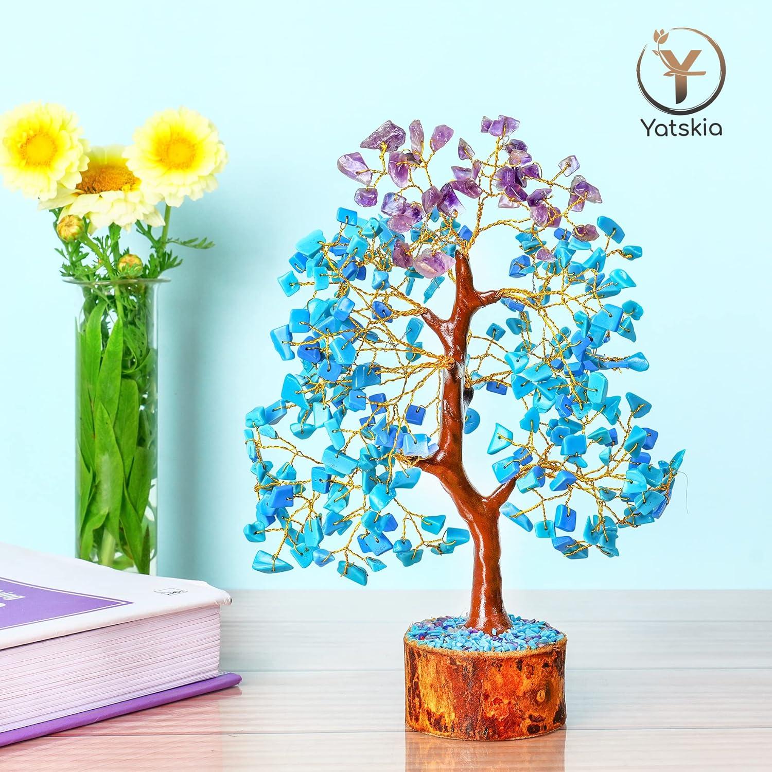 Árbol de Cristal de Ametista y Turquesa YATSKIA 25-30 cm