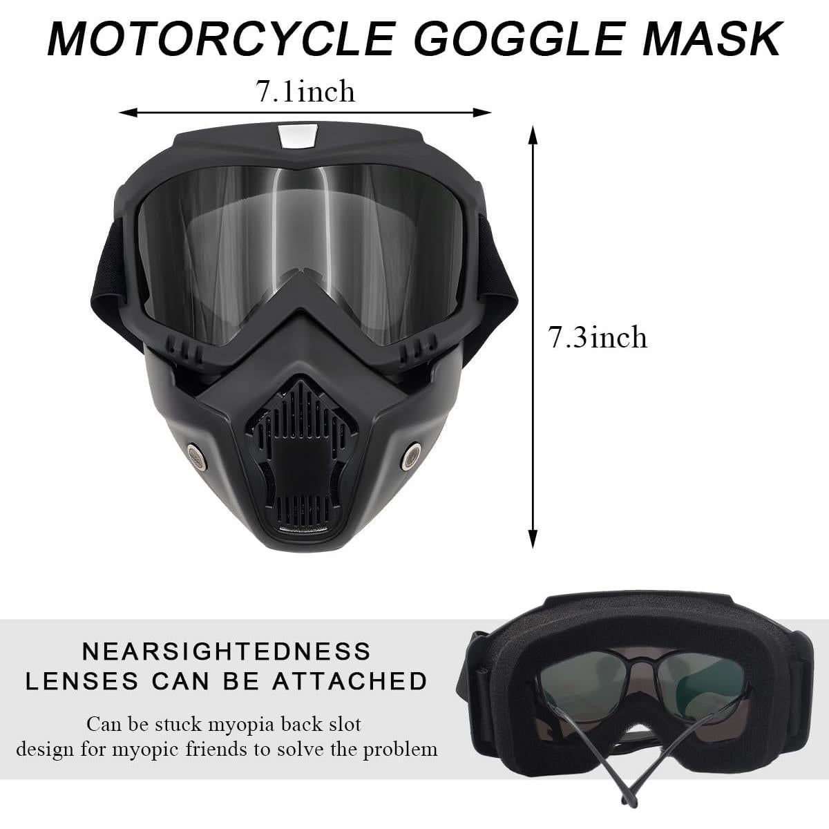 Gafas de casco de motocicleta SHMZK marrón oscuro a prueba de viento