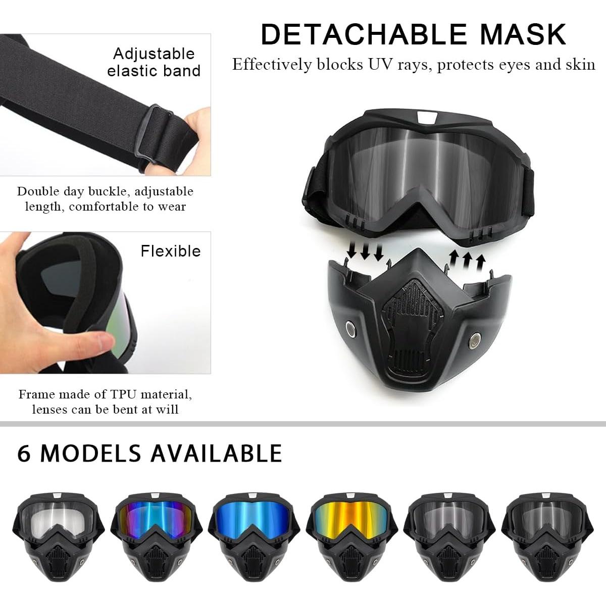 Gafas de casco de motocicleta SHMZK marrón oscuro a prueba de viento