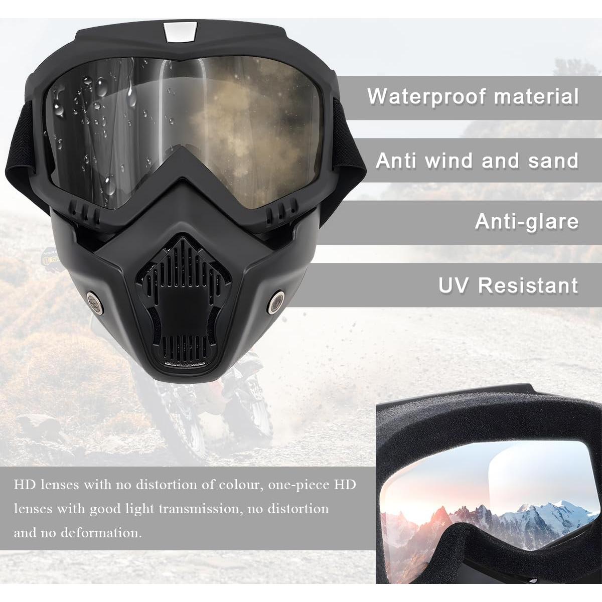 Gafas de casco de motocicleta SHMZK marrón oscuro a prueba de viento