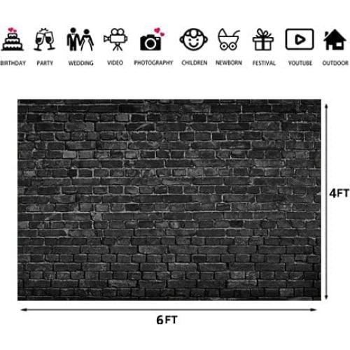 Fondo de Fotografía Vinilo AIIKES Ladrillo Negro 1.8x1.2m