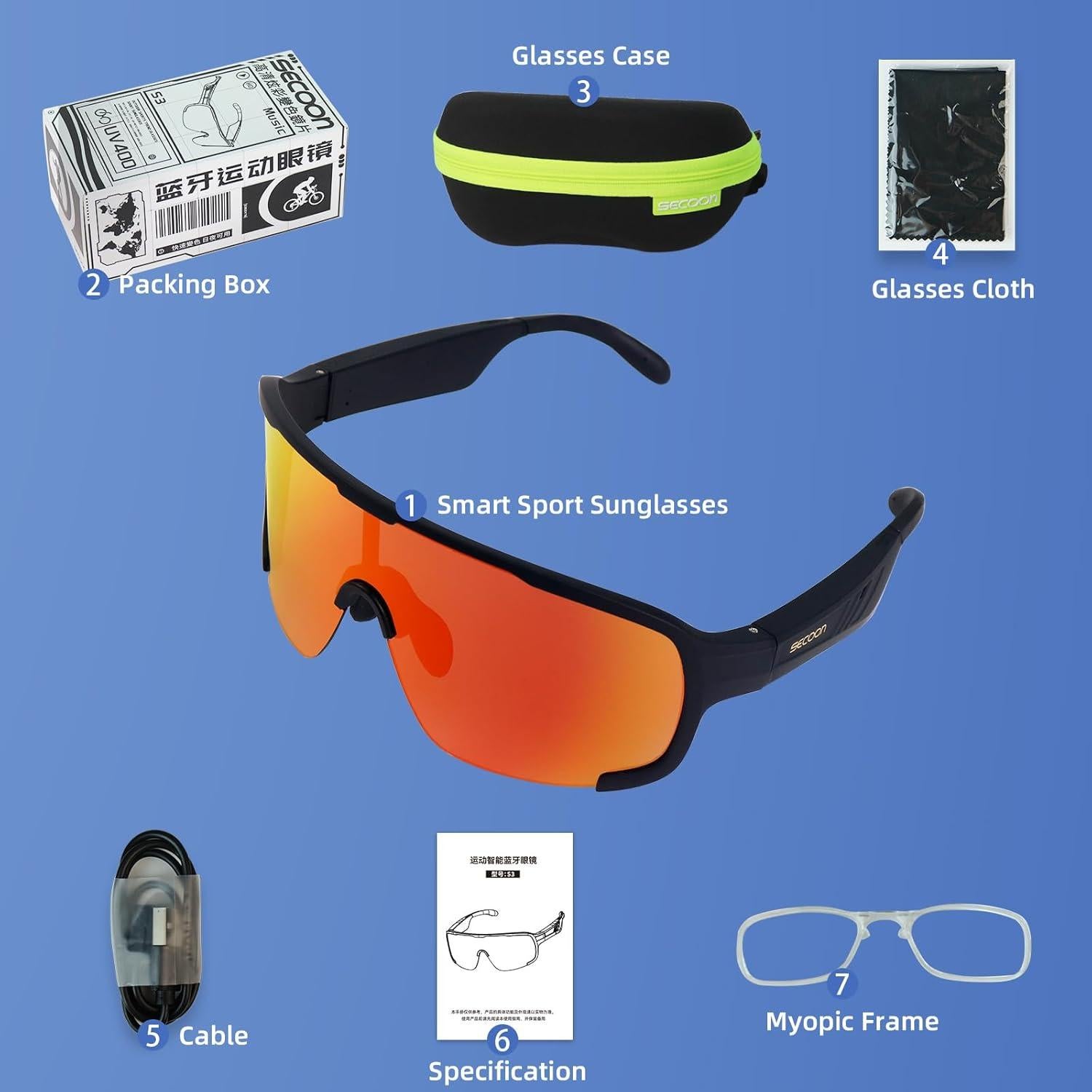Gafas de Sol Bluetooth Polarizadas UV400 - Gafas Deportivas Inteligentes