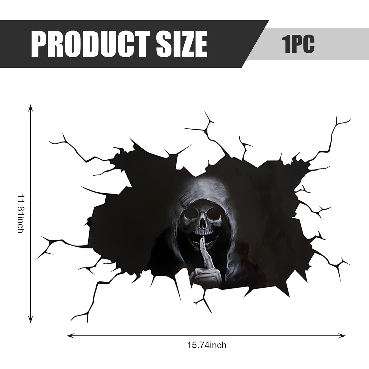 Calcomanía de Coche Halloween Sephile 3D Calavera Negra