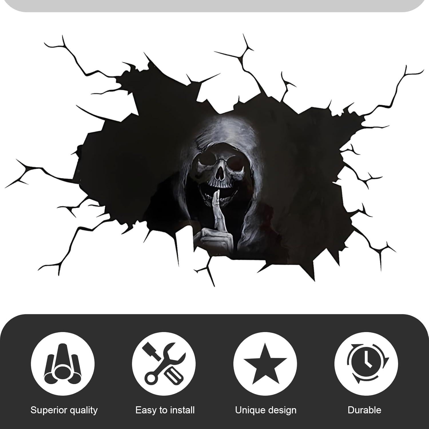 Calcomanía de Coche Halloween Sephile 3D Calavera Negra