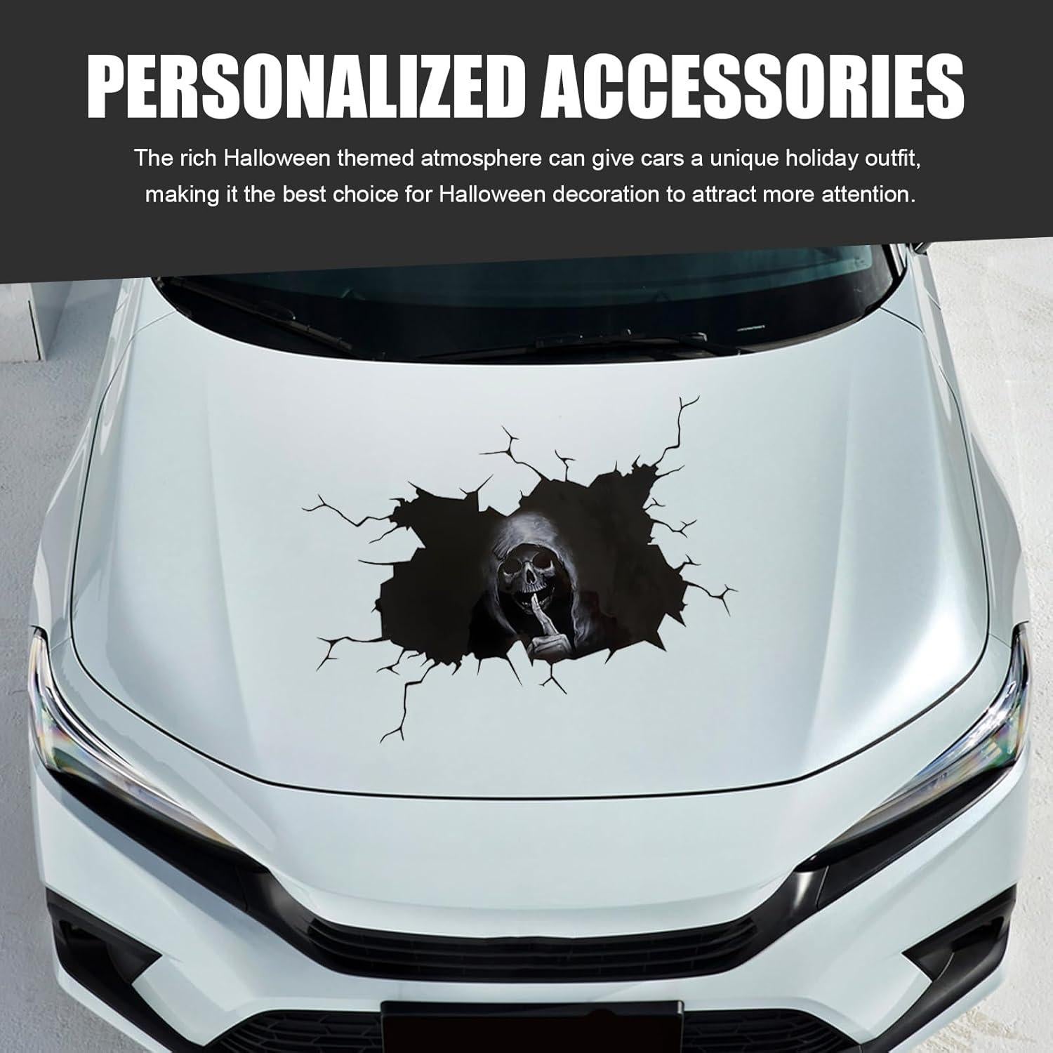 Calcomanía de Coche Halloween Sephile 3D Calavera Negra