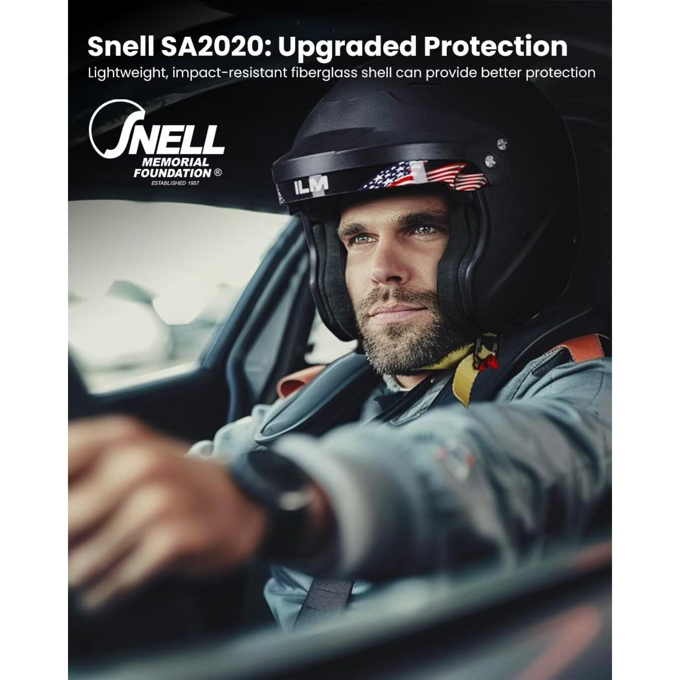 Casco Abierto ILM R85 Snell SA2020 Grande Negro Mate