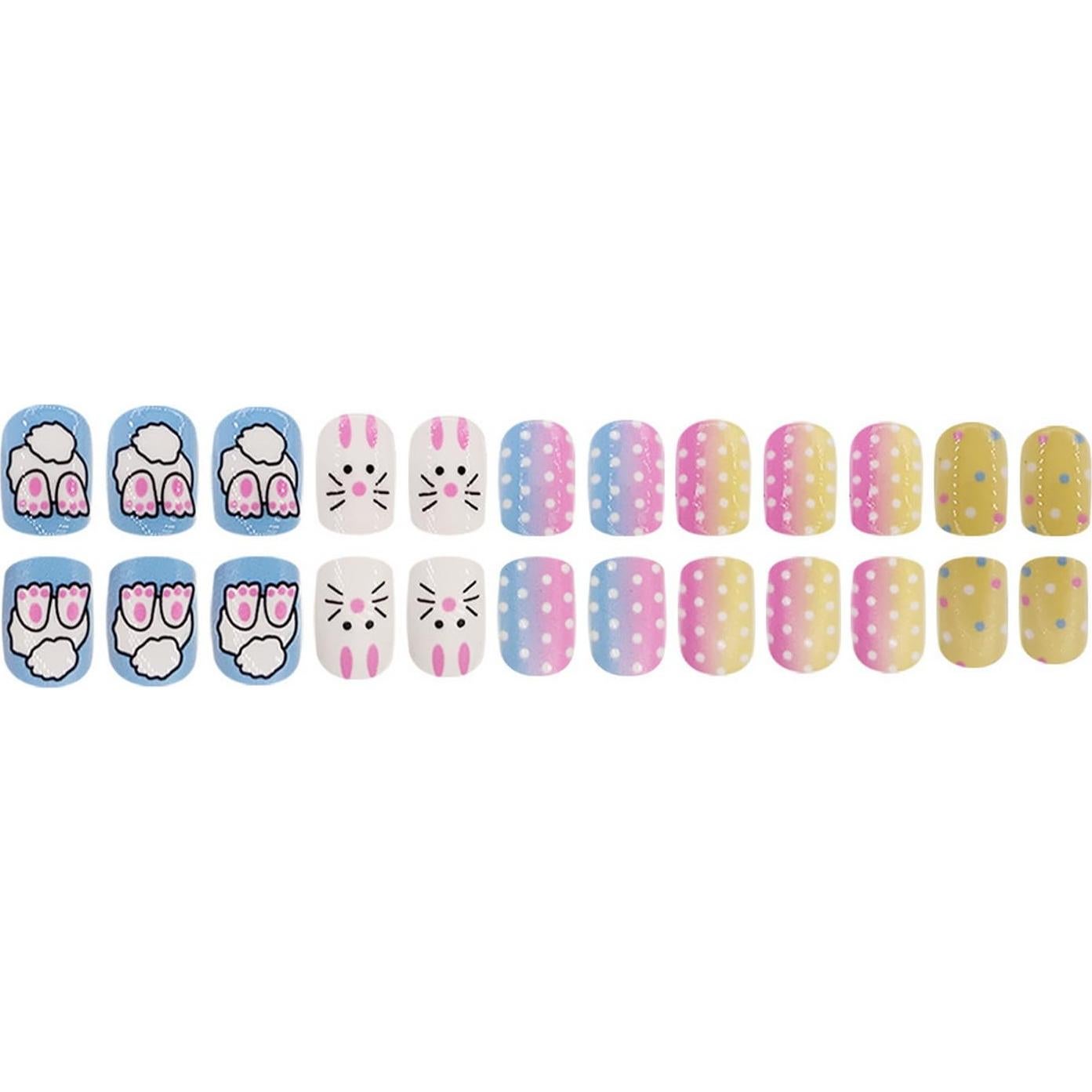 Uñas Postizas de Pascua Cortas Cuadradas RIICFDD 24 Pcs