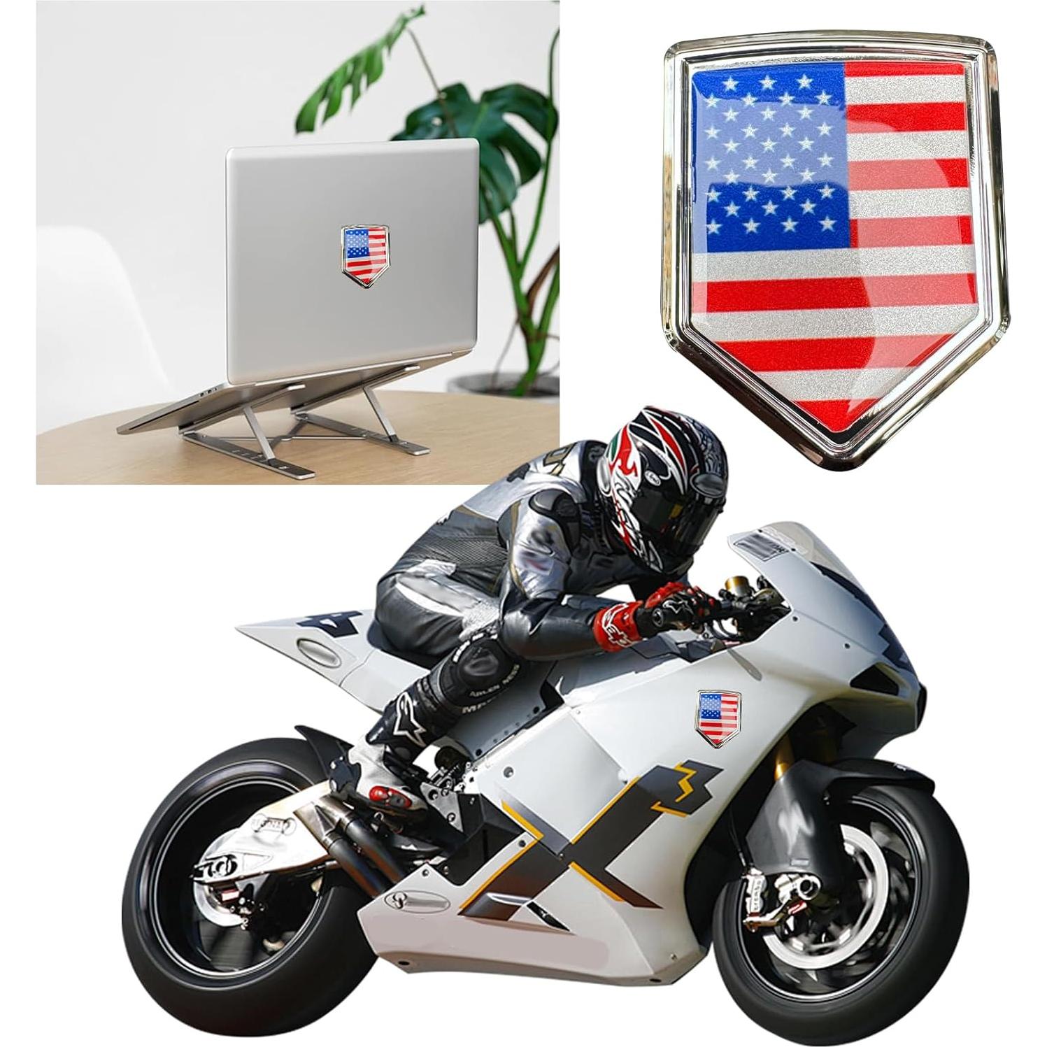 Calcomanía de Coche 3D Metal Awlbed 4.70x6.00cm Bandera Americana