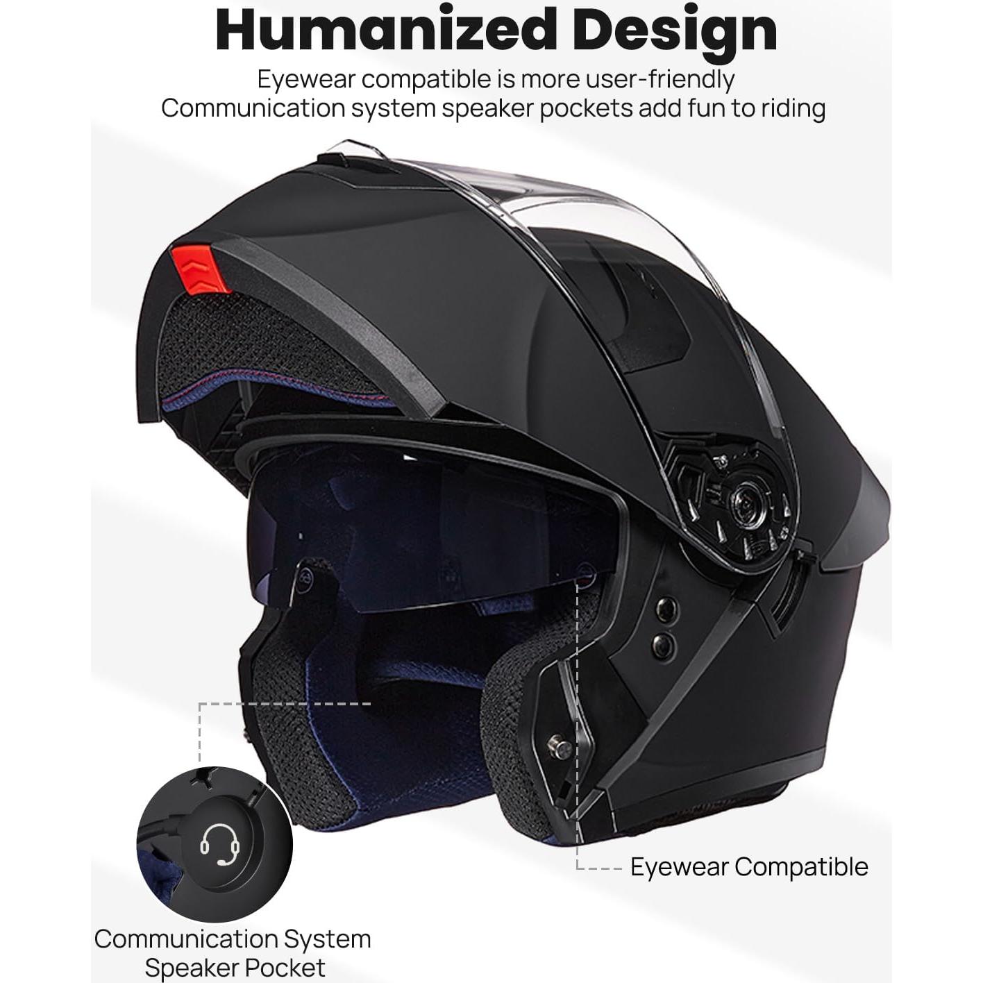 Casco Modular ILM WS206 Negro Mate Mediano Doble Visor