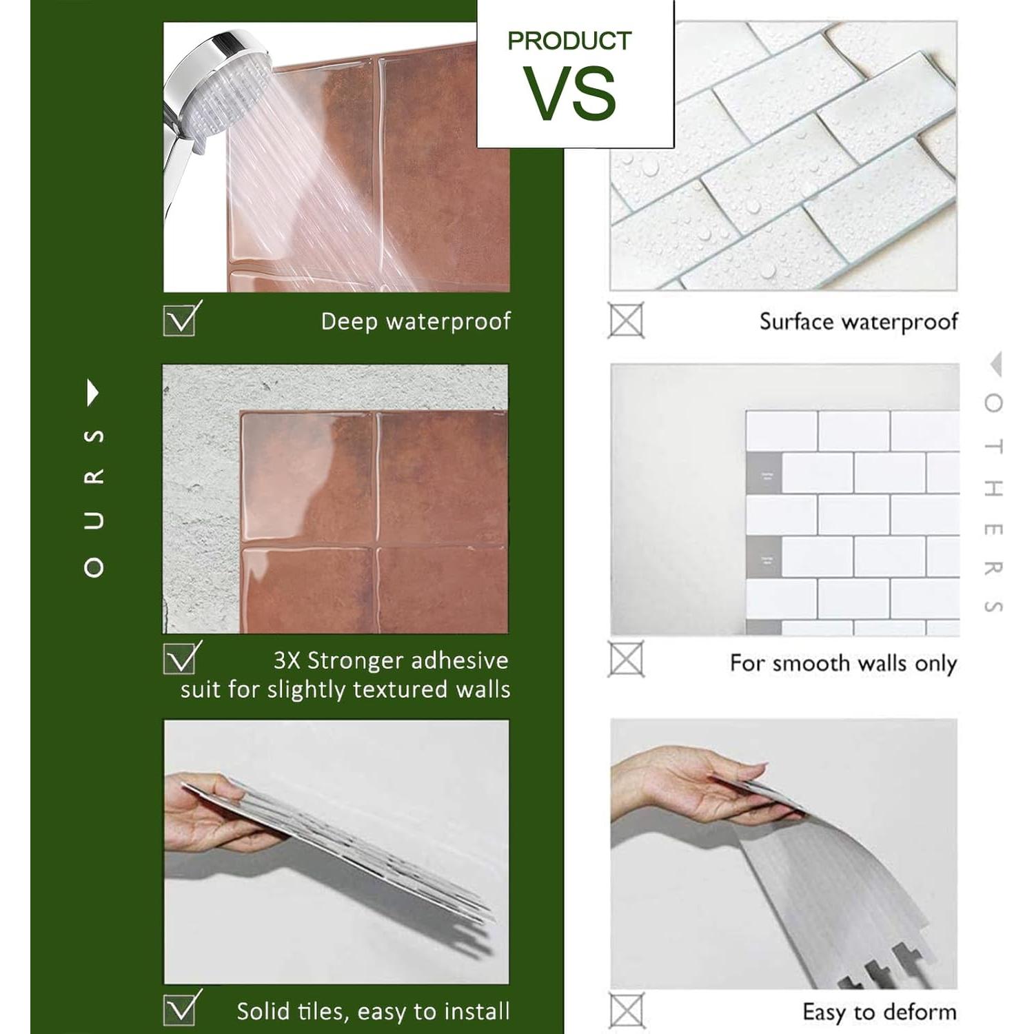 Azulejos Autoadhesivos STICKGOO 10 Hojas 23x23 cm Naranja