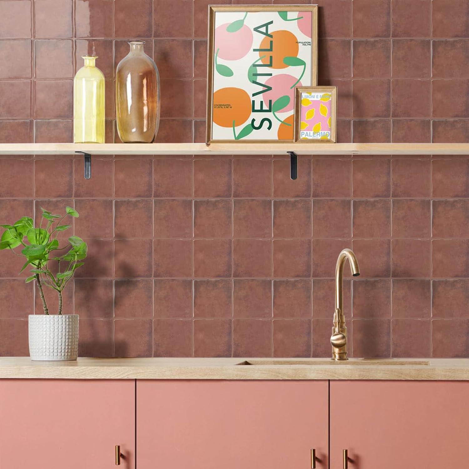 Azulejos Autoadhesivos STICKGOO 10 Hojas 23x23 cm Naranja