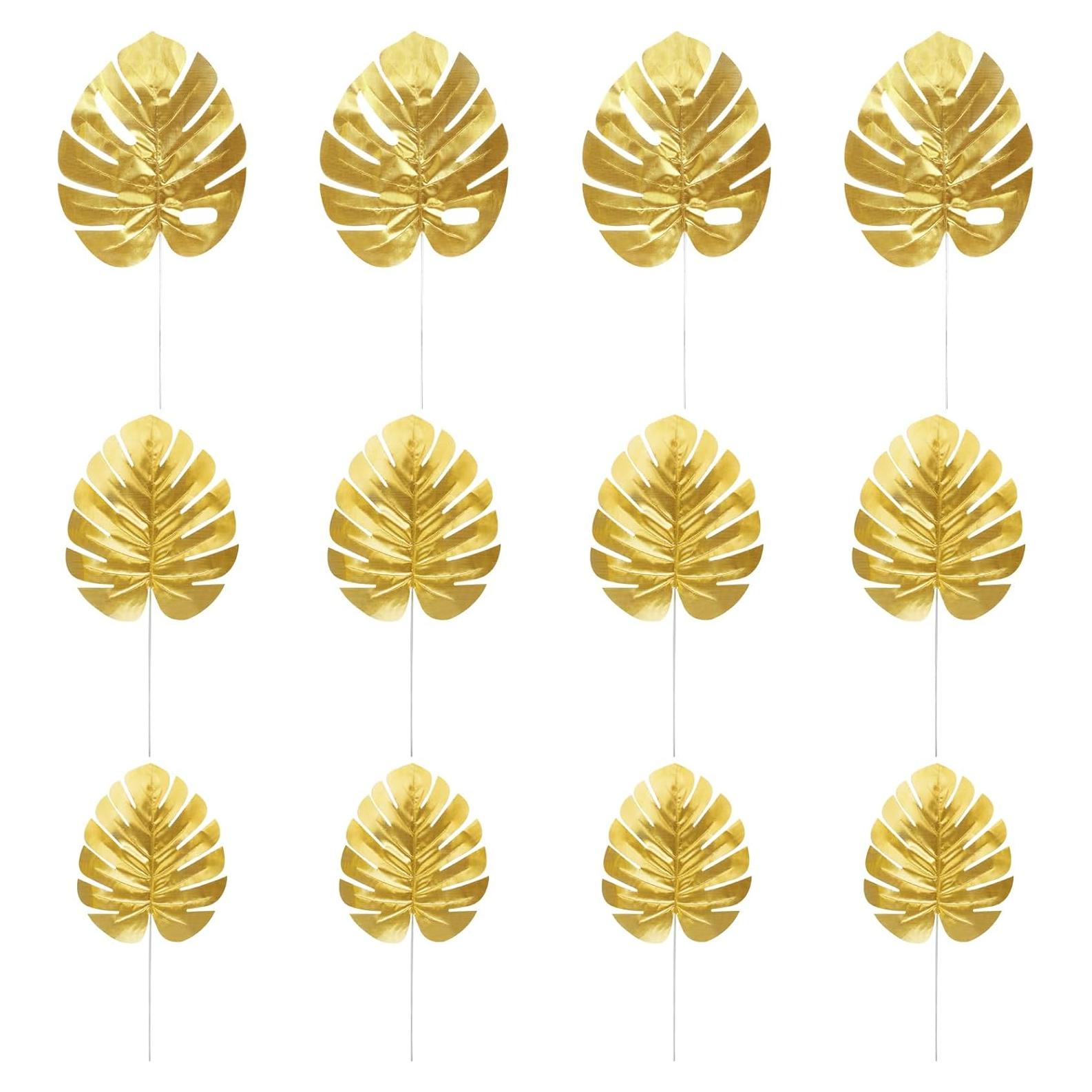 Hojas de Palma Artificiales Doradas CCINEE 24 Pcs 3 Tamaños