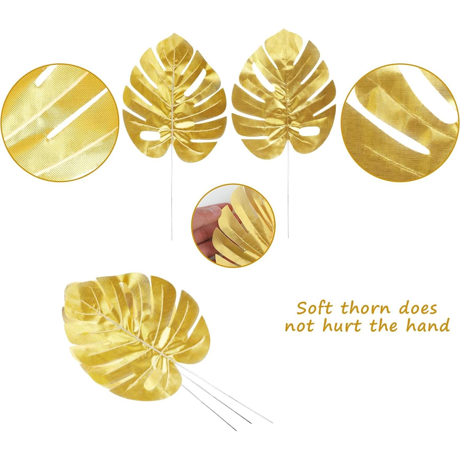 Hojas de Palma Artificiales Doradas CCINEE 24 Pcs 3 Tamaños