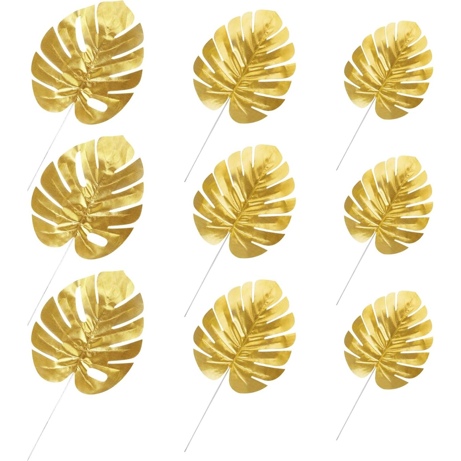 Hojas de Palma Artificiales Doradas CCINEE 24 Pcs 3 Tamaños