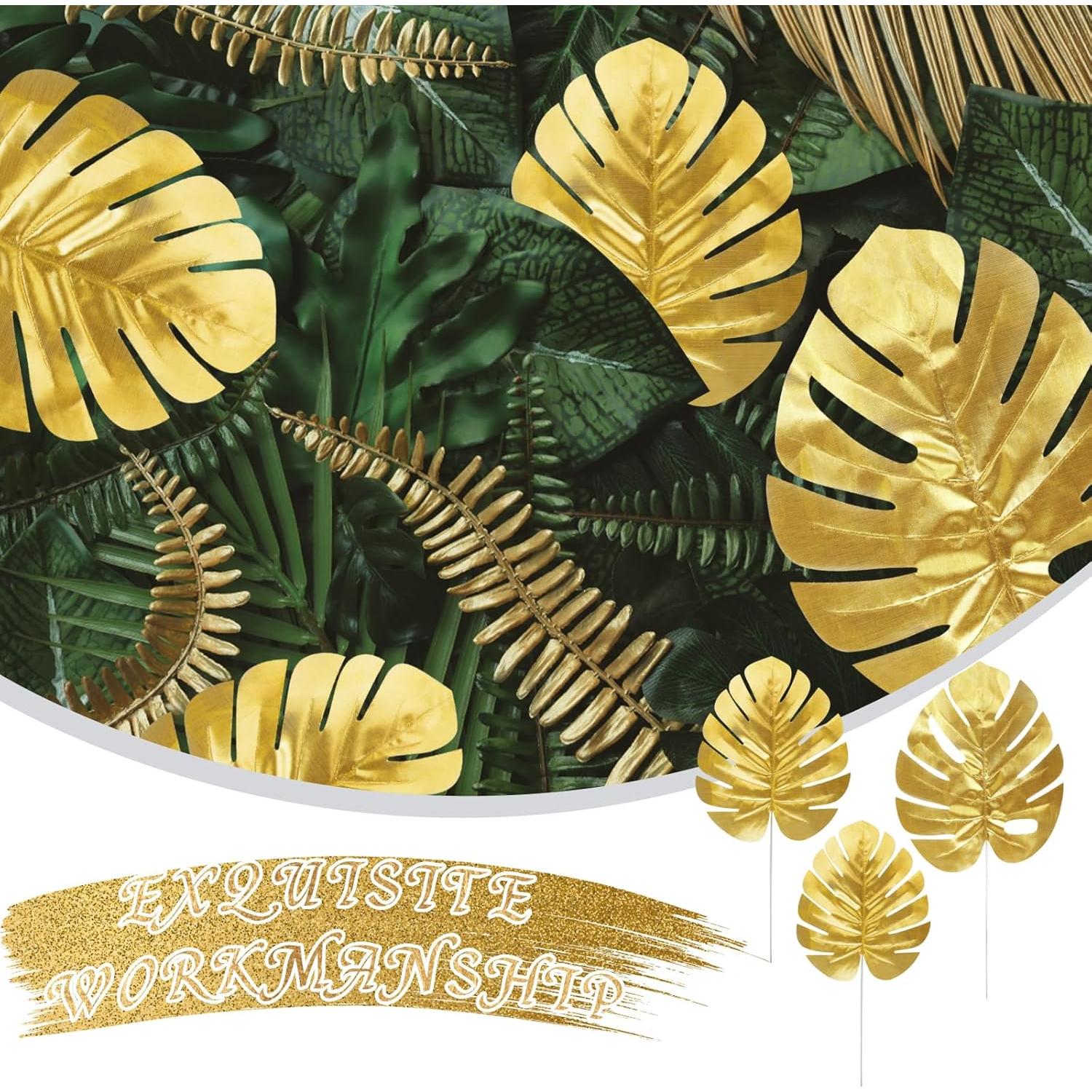 Hojas de Palma Artificiales Doradas CCINEE 24 Pcs 3 Tamaños