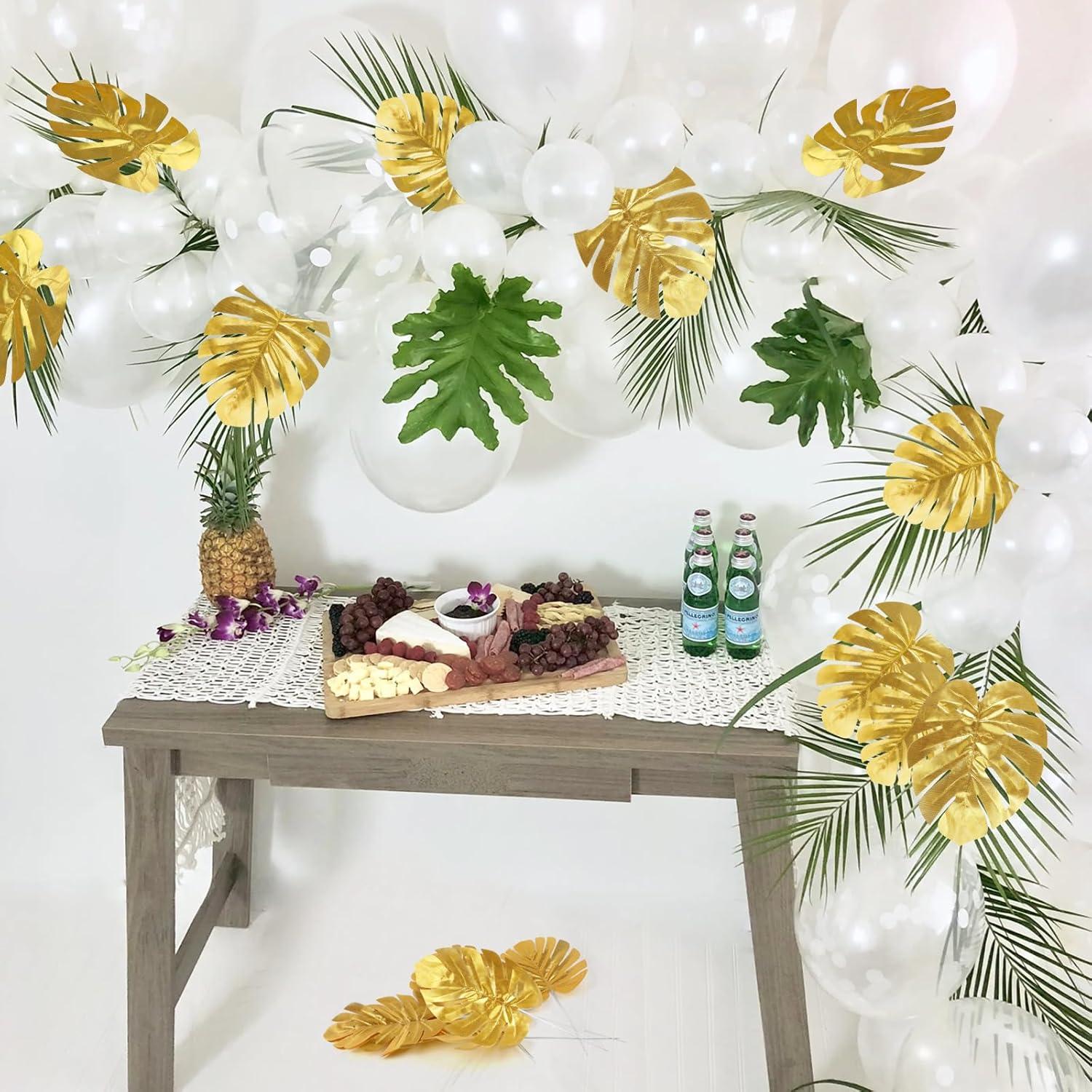 Hojas de Palma Artificiales Doradas CCINEE 24 Pcs 3 Tamaños