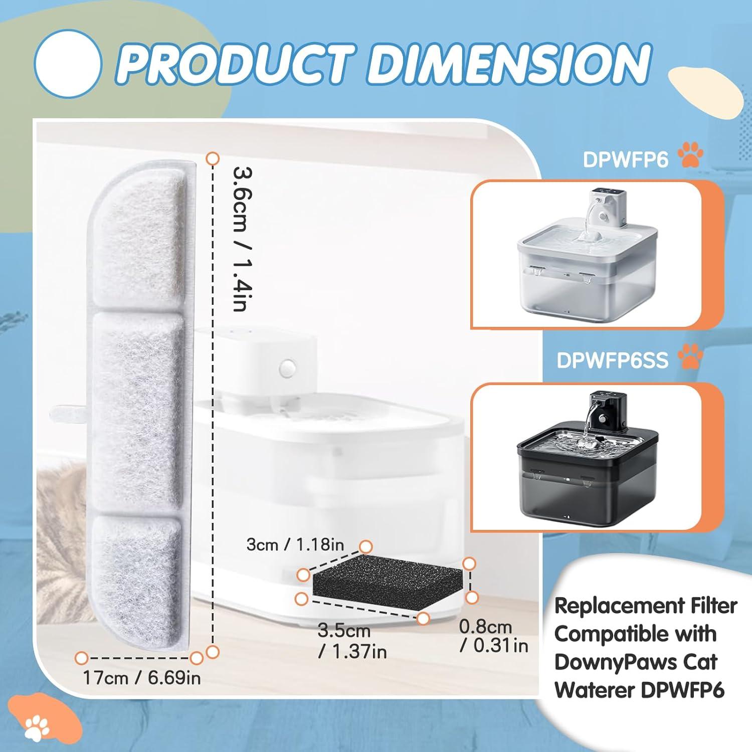 Filtros de Reemplazo 8PCS Downy Paws para Fuente de Agua Gatos